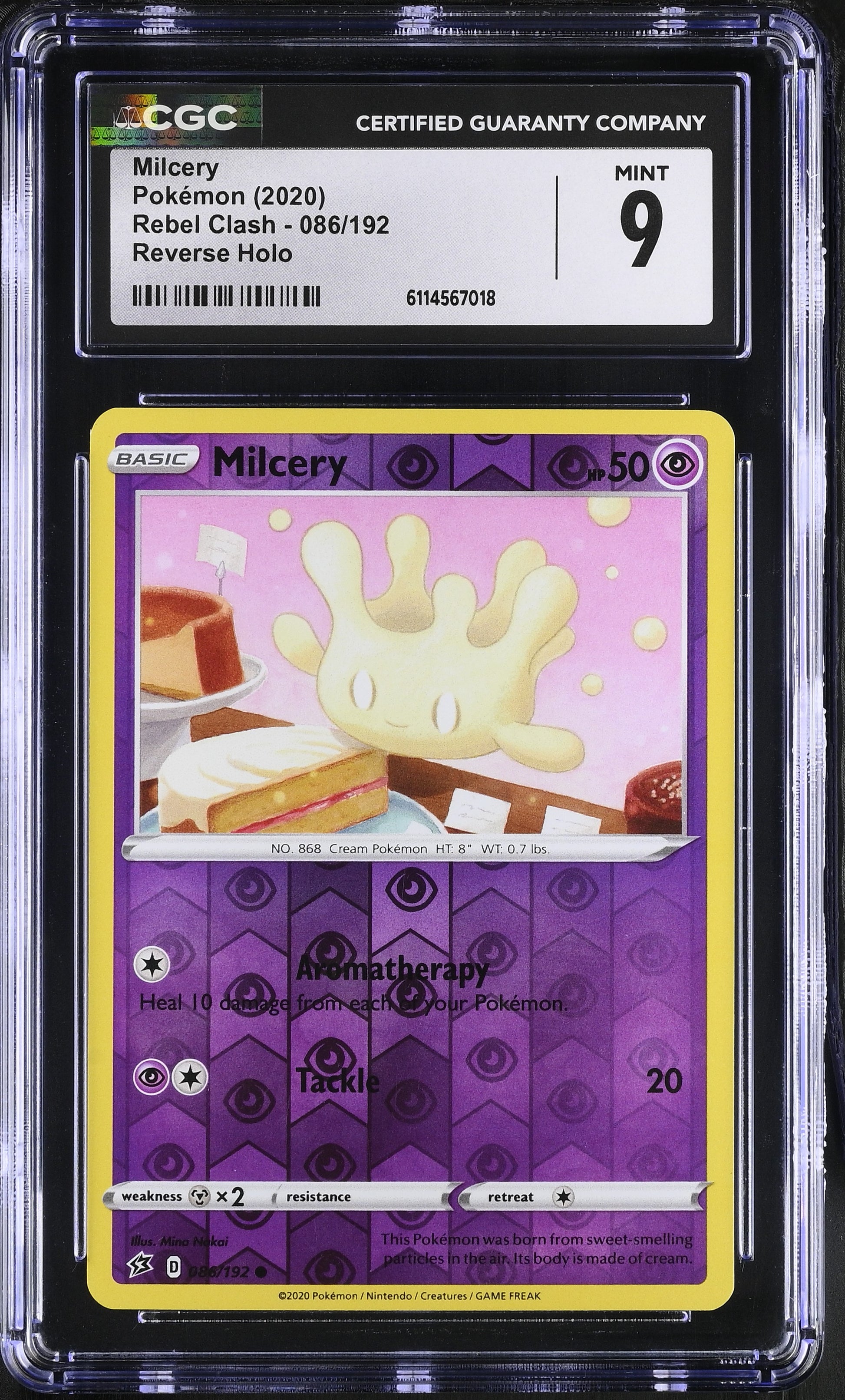 Milcery Reverse Holo Reverse Holo Rebel Clash 086/192 NM CGC 9