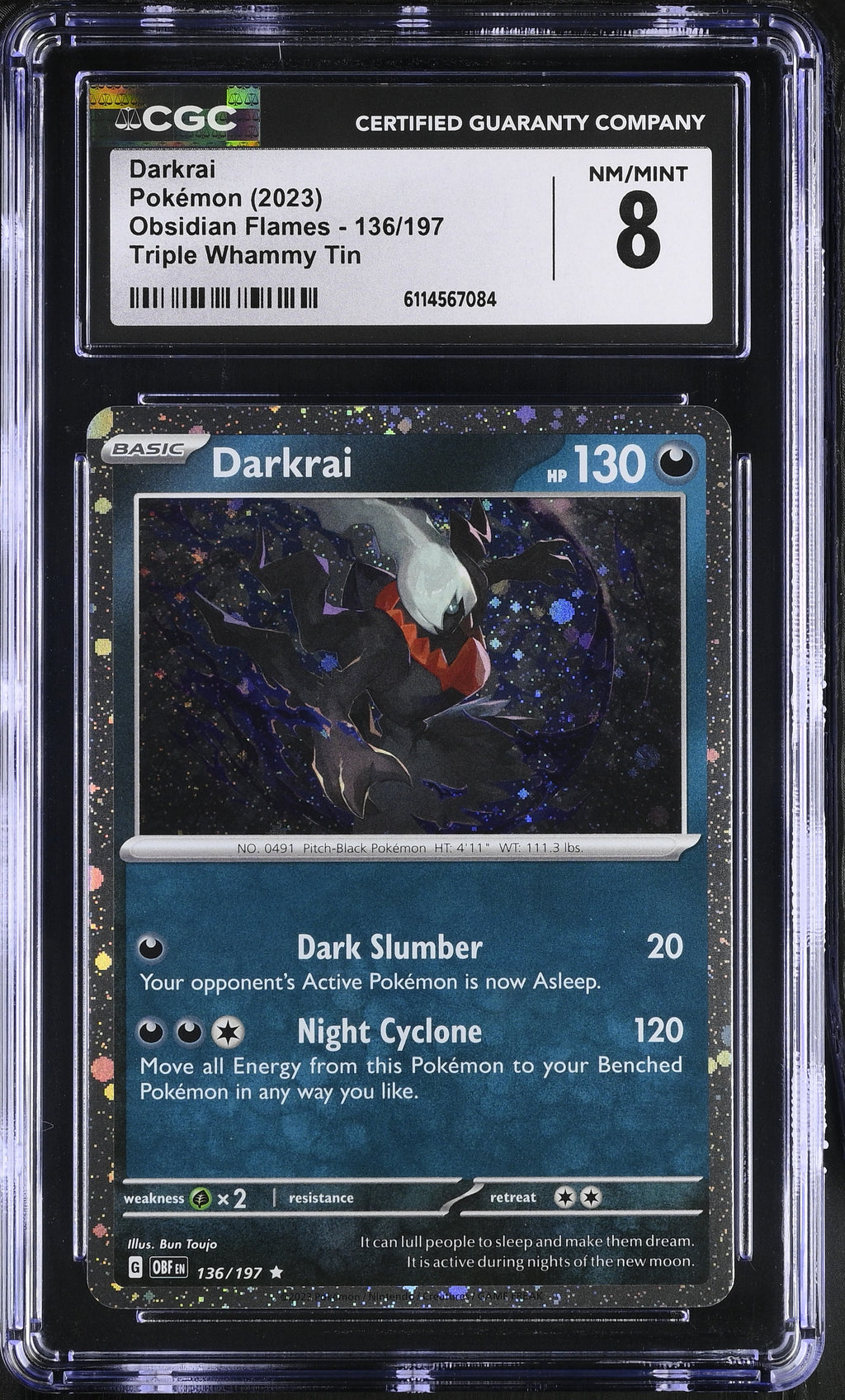 Darkrai Triple Whammy Tin Triple Whammy Tin Obsidian Flames 136/197 NM CGC 8