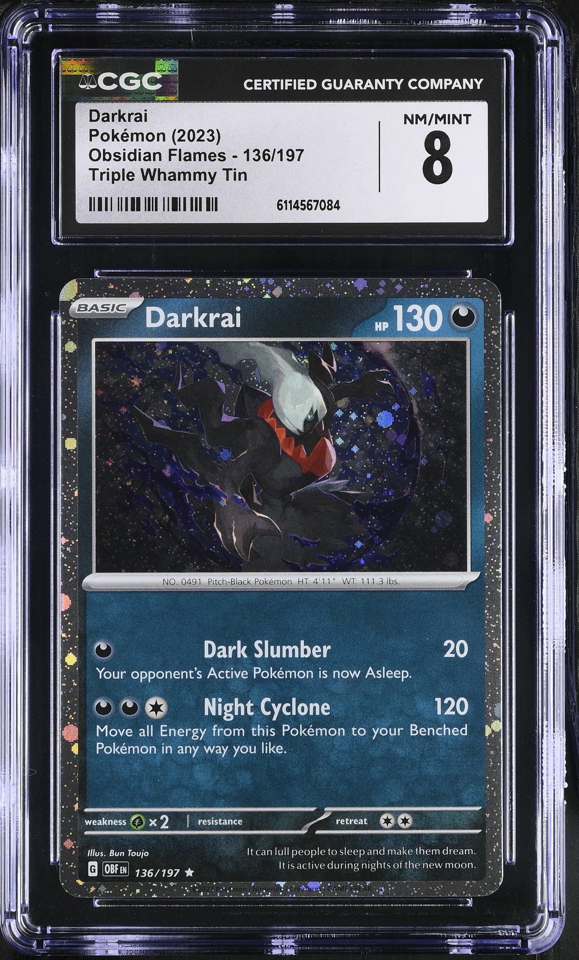 Darkrai Triple Whammy Tin Triple Whammy Tin Obsidian Flames 136/197 NM CGC 8