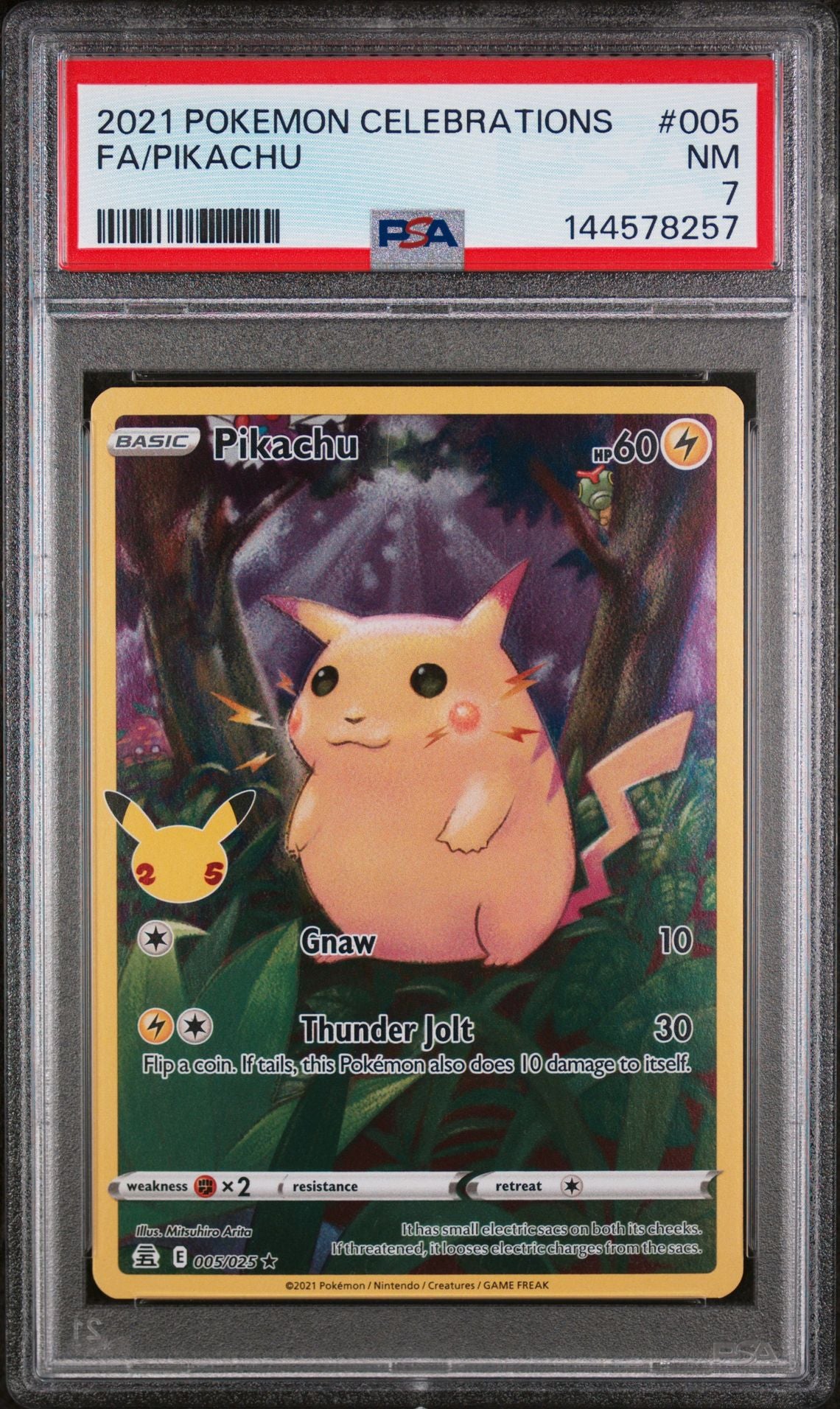 FA/PIKACHU 2021 POKEMON CELEBRATIONS PSA NM 7