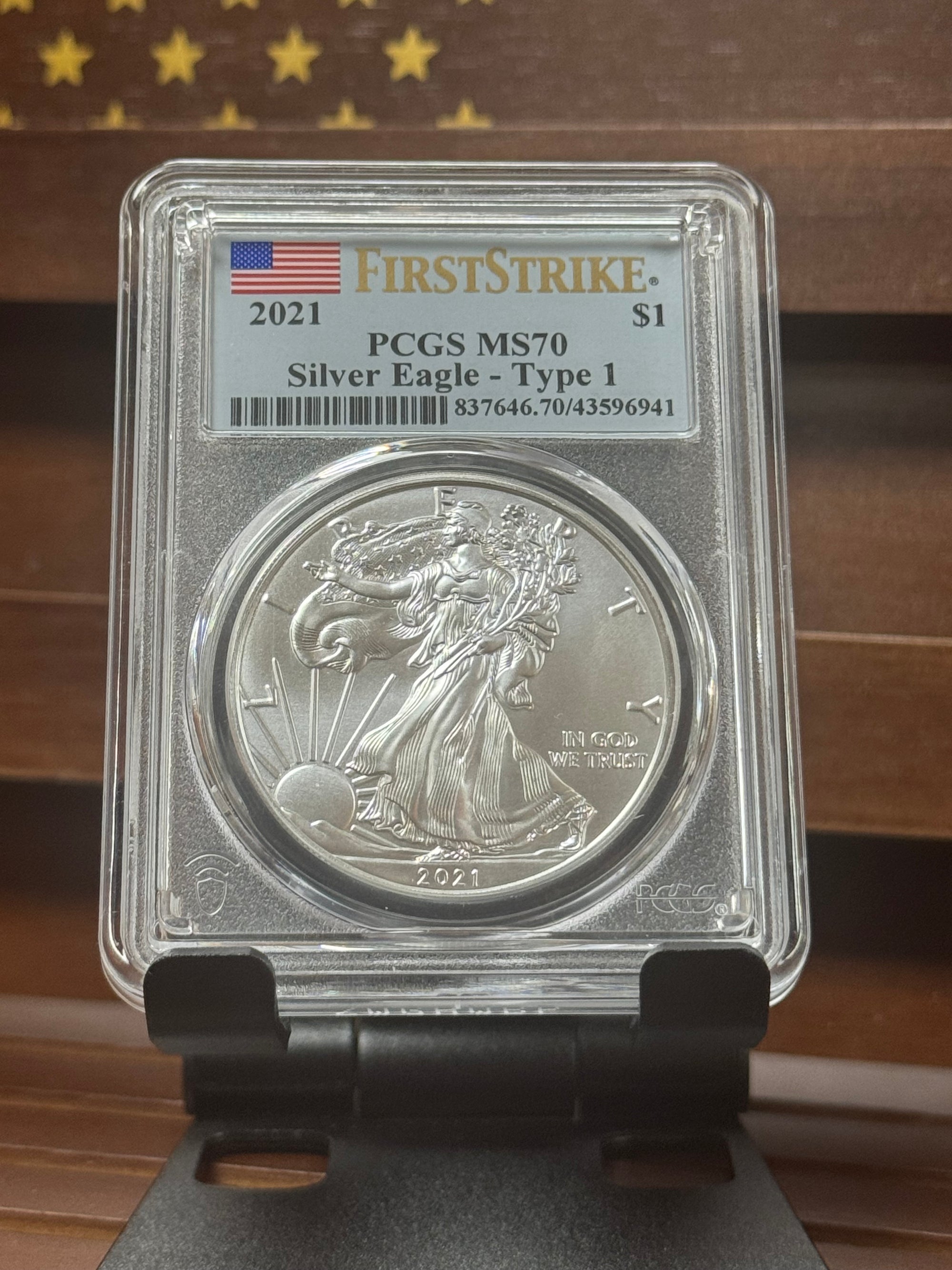2021 American Silver Eagle – 1 oz – PCGS MS70 First Strike (Flag Label) – Type 1
