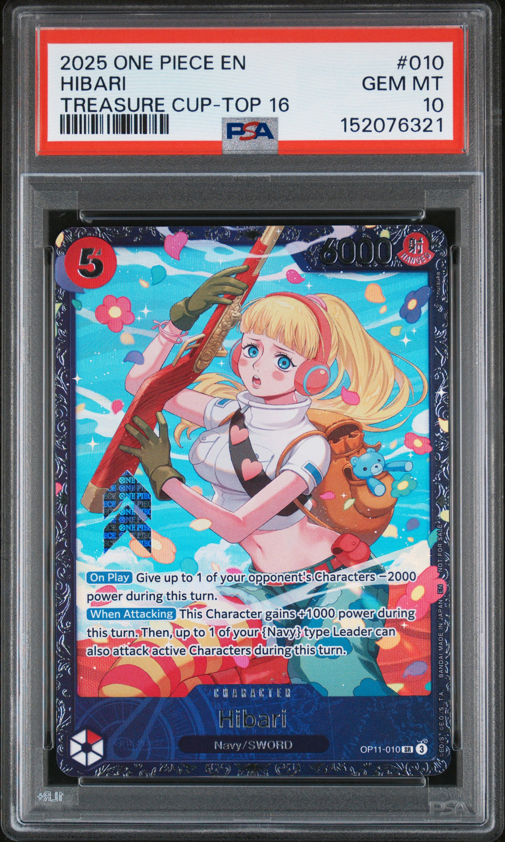 Hibari Treasure Cup-Top 16 One Piece Promos 010 NM PSA 10