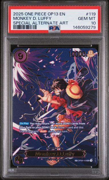 MONKEY D. LUFFY SPECIAL ALTERNATE ART 2025 ONE PIECE OP13-CARRYING ON HIS WILL Graded GEM MT 10