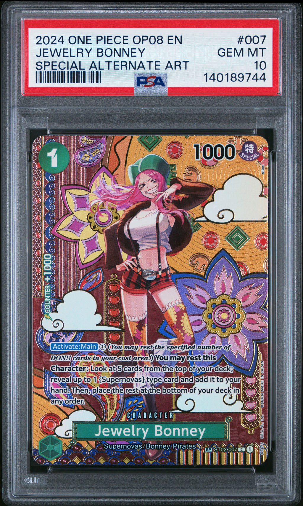 Jewelry Bonney Special Alternate Art One Piece Op08-Two Legends 007 NM PSA 10