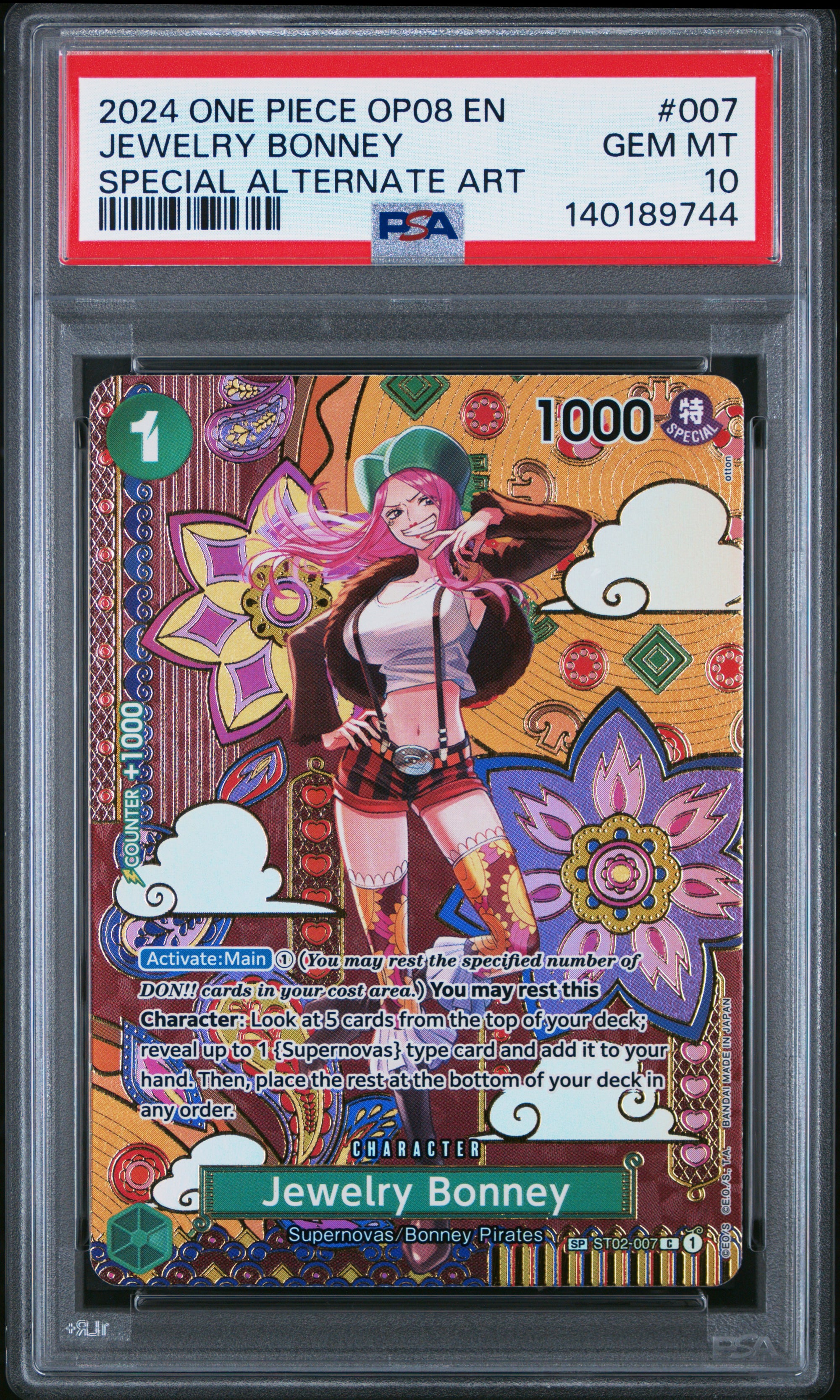 Jewelry Bonney Special Alternate Art One Piece Op08-Two Legends 007 NM PSA 10
