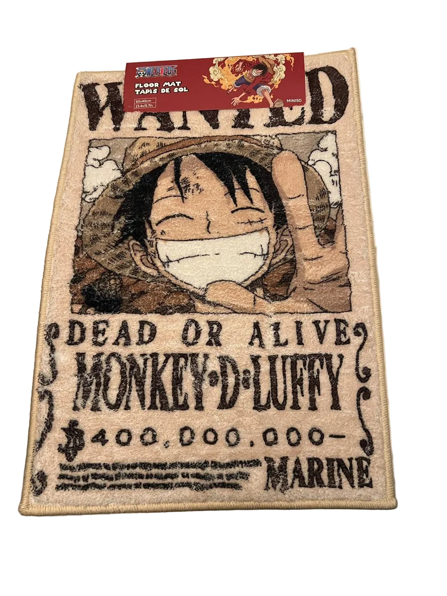 NEW One Piece Monkey D. Luffy Wanted Poster Floor Mat 23"x 15" Rug Dead or Alive