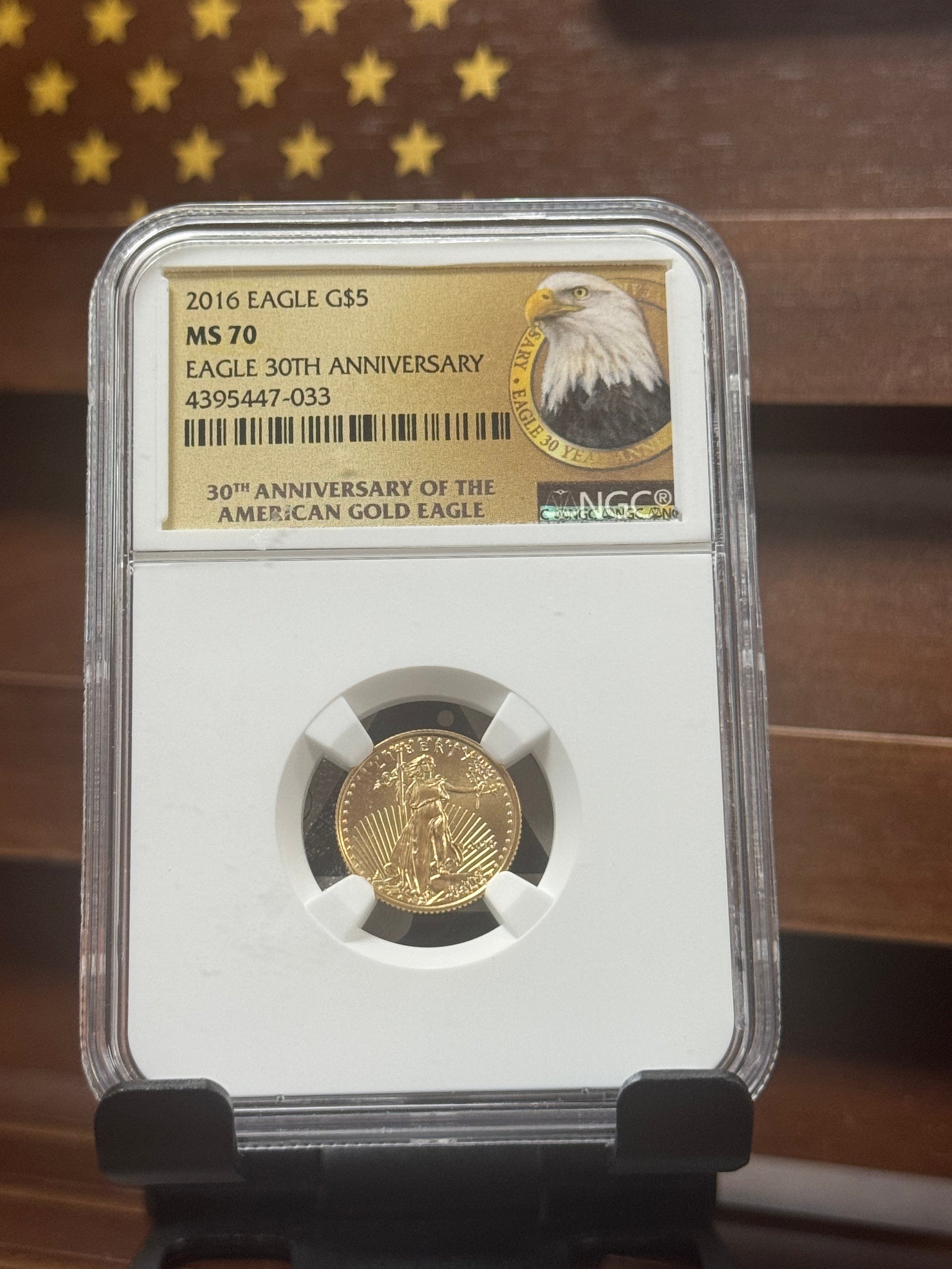 2016 Gold Eagle $5 – 30th Anniversary Label (NGC MS70)