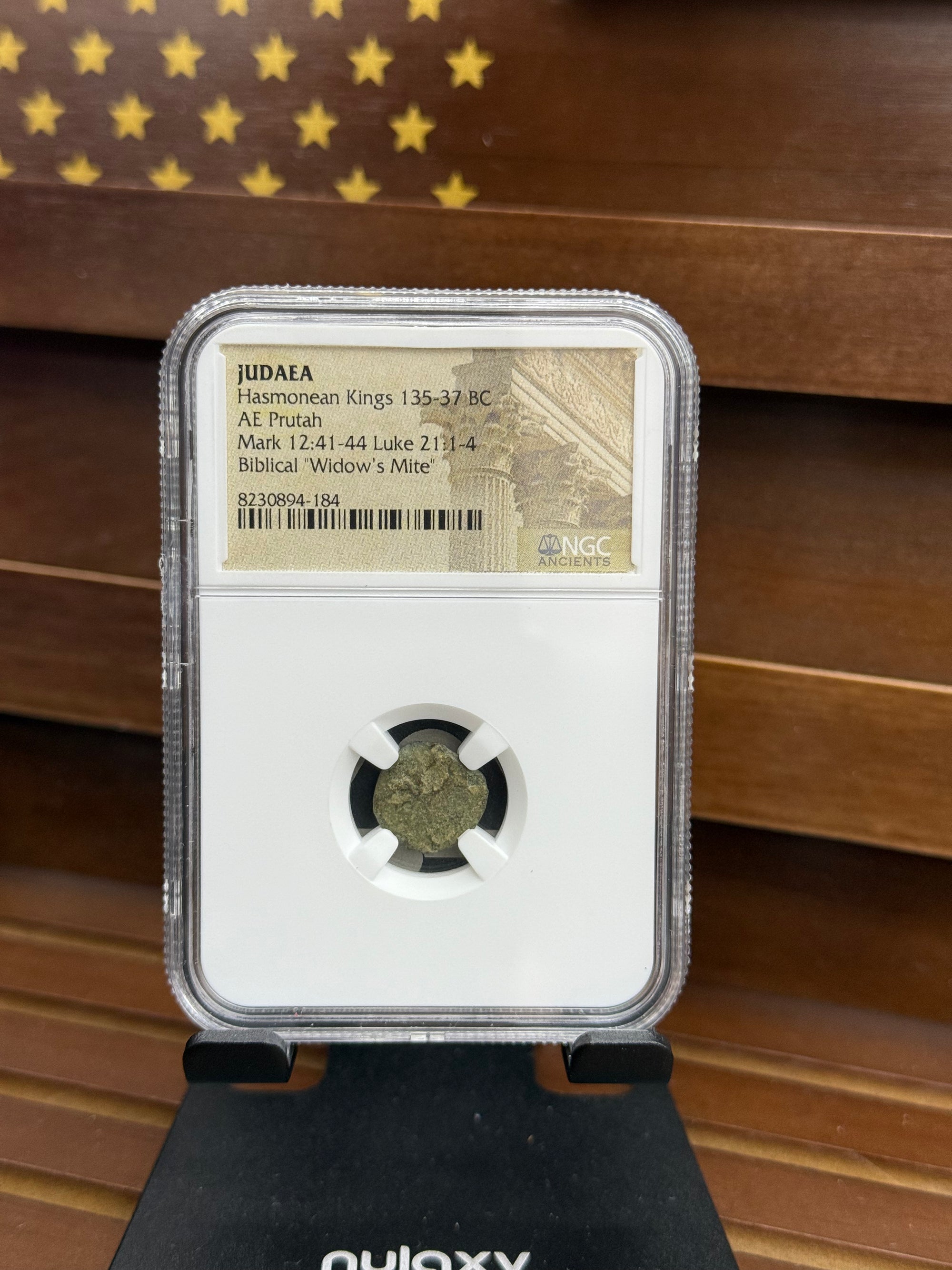 Hasmonean Kings AE Prutah – 135–37 BC – NGC Certified – “Widow’s Mite”