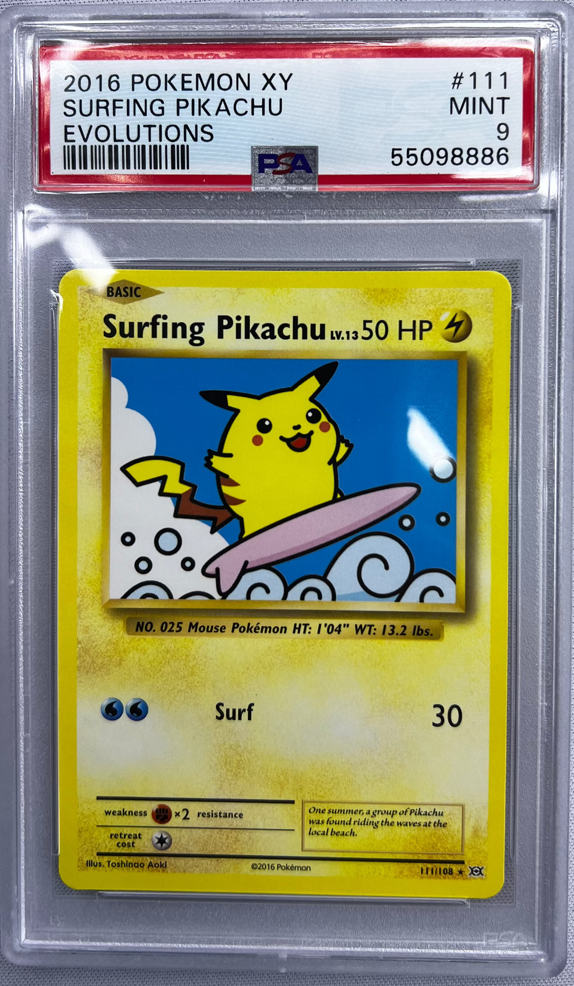 Surfing Pikachu Evolutions Pokemon Xy Evolutions 111 NM PSA 9