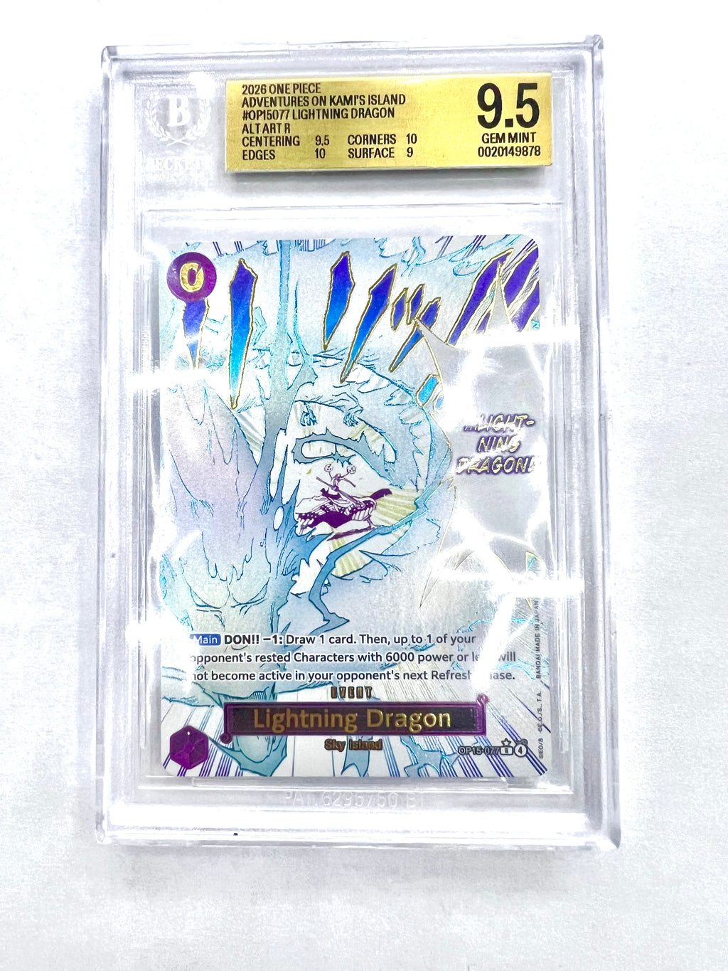 Lightning Dragon (Alternate Art) (OP15-077) 2026 OP Adventures on Kami's Island Beckett 9.5