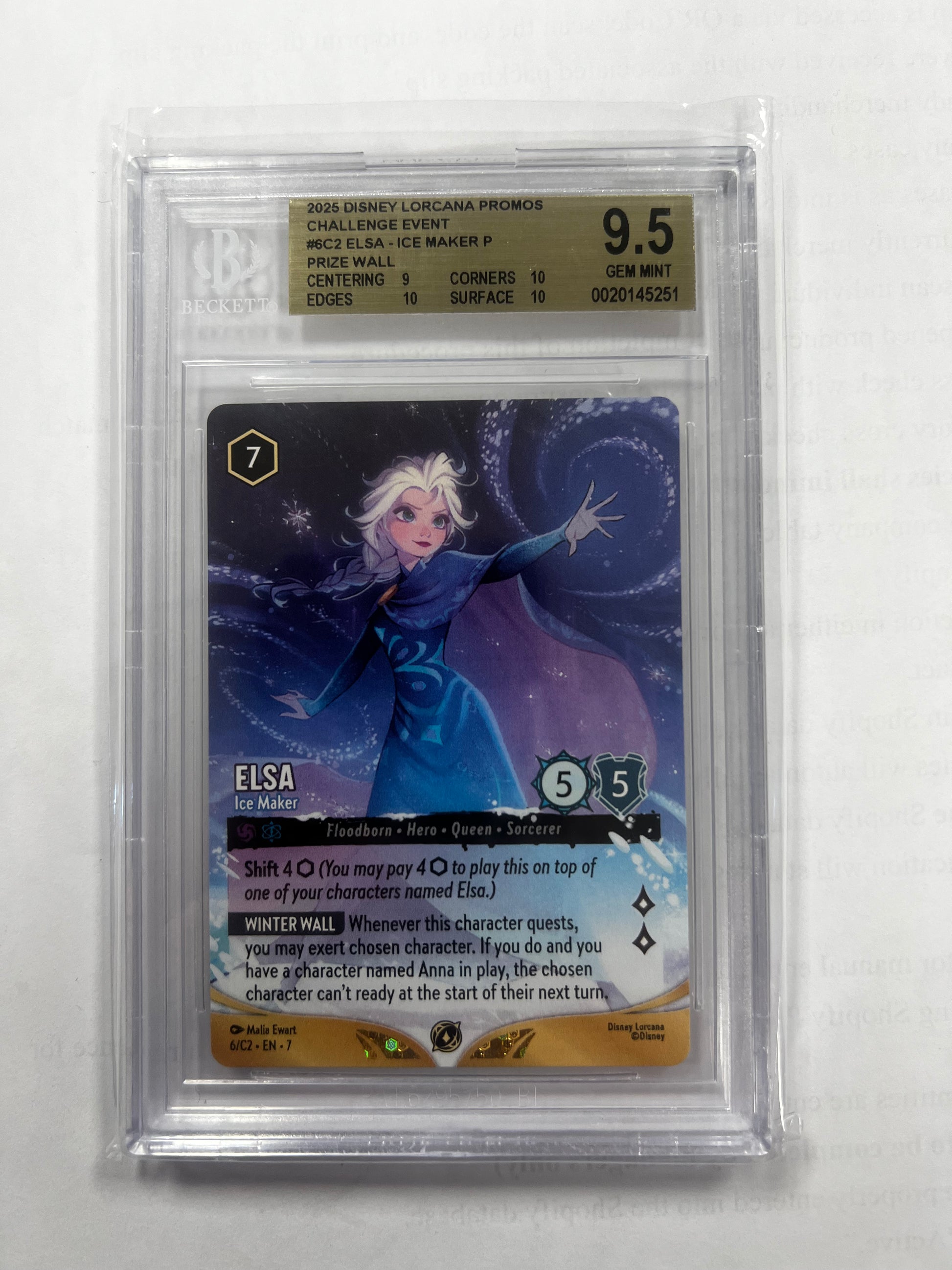 Elsa - Ice Maker - 2025 Disney Lorcana TCG Challenge Event Promos BGS 9.5
