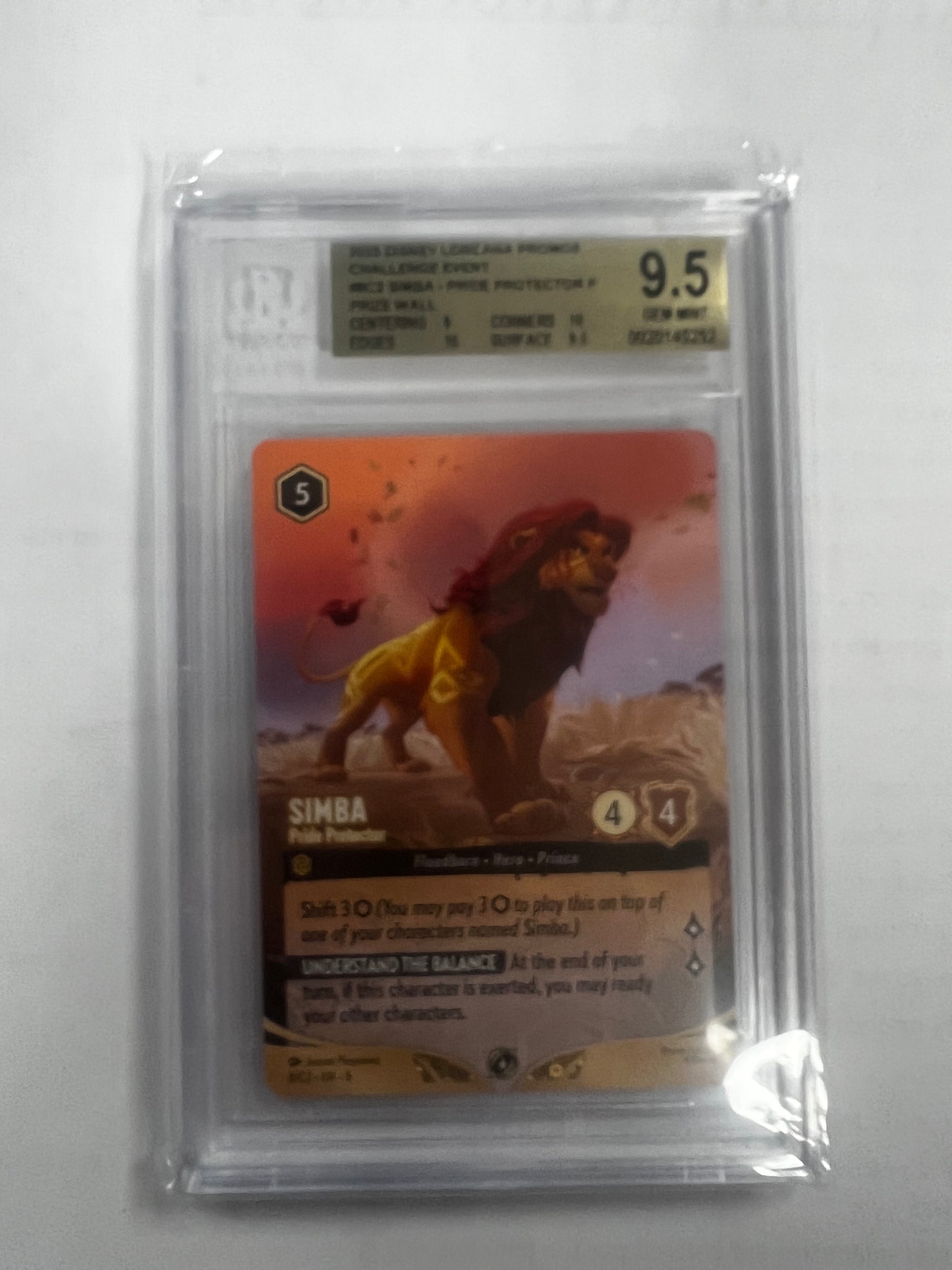 Simba - Pride Protector - 2025 Disney Lorcana TCG Challenge Event Promos BGS 9.5