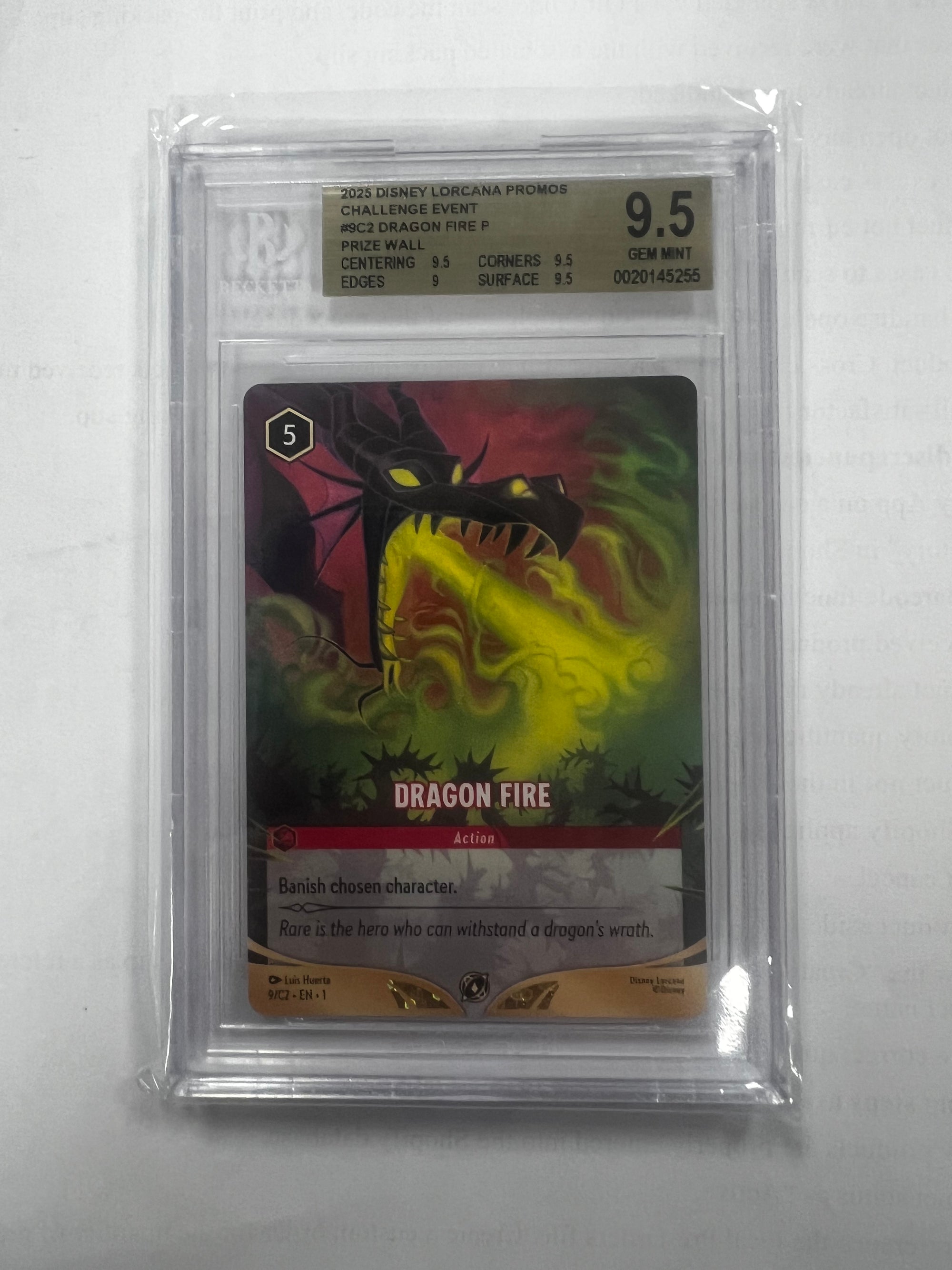 Dragon Fire - 2025 Disney Lorcana TCG Challenge Event Promos BGS 9.5