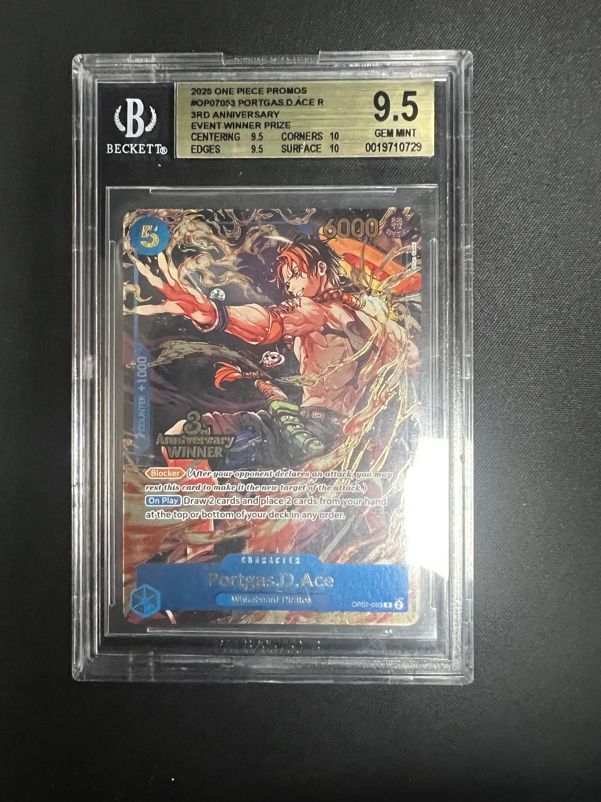 Portgas.D.Ace R/(3rd Anniversary Event Winner Prize) 2025 One Piece Card Game Promos BGS 9.5