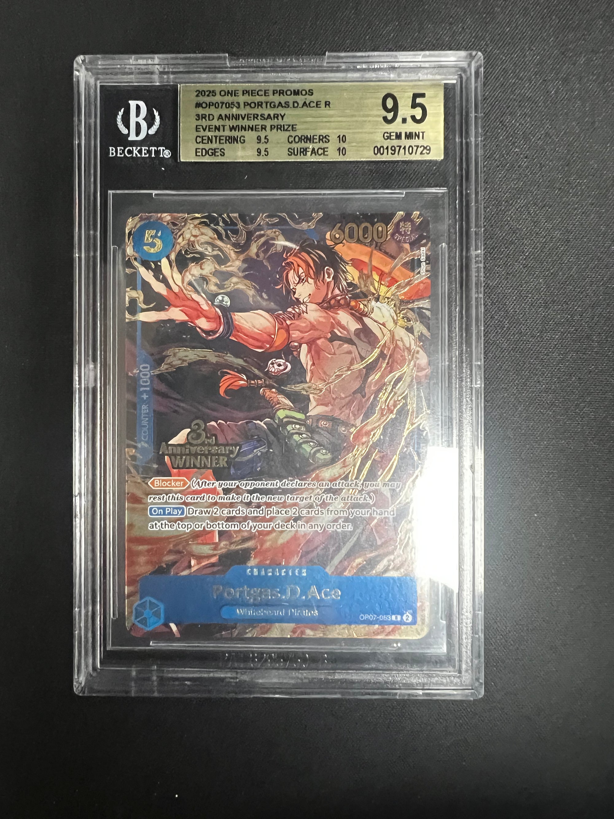 Portgas.D.Ace R/(3rd Anniversary Event Winner Prize) 2025 One Piece Card Game Promos BGS 9.5