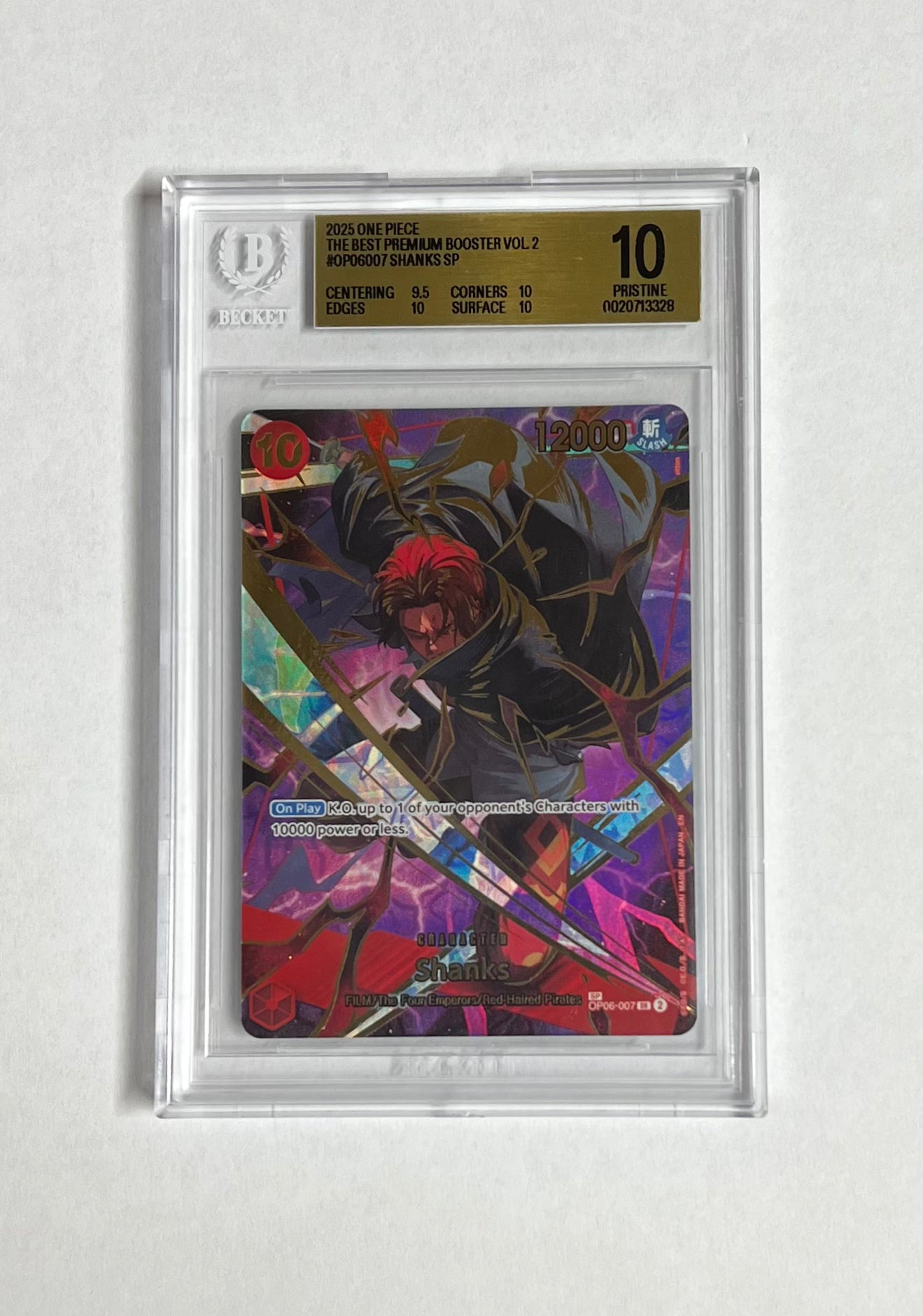 2025 One Piece Card Game PRB02 OP06-007 Shanks SP Special Alternate Art BGS 10.0