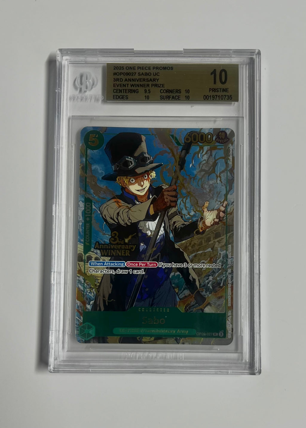 Sabo UC #OP09-027 3rd Anniversary Event Winner 2025 One Piece Promos BGS 10