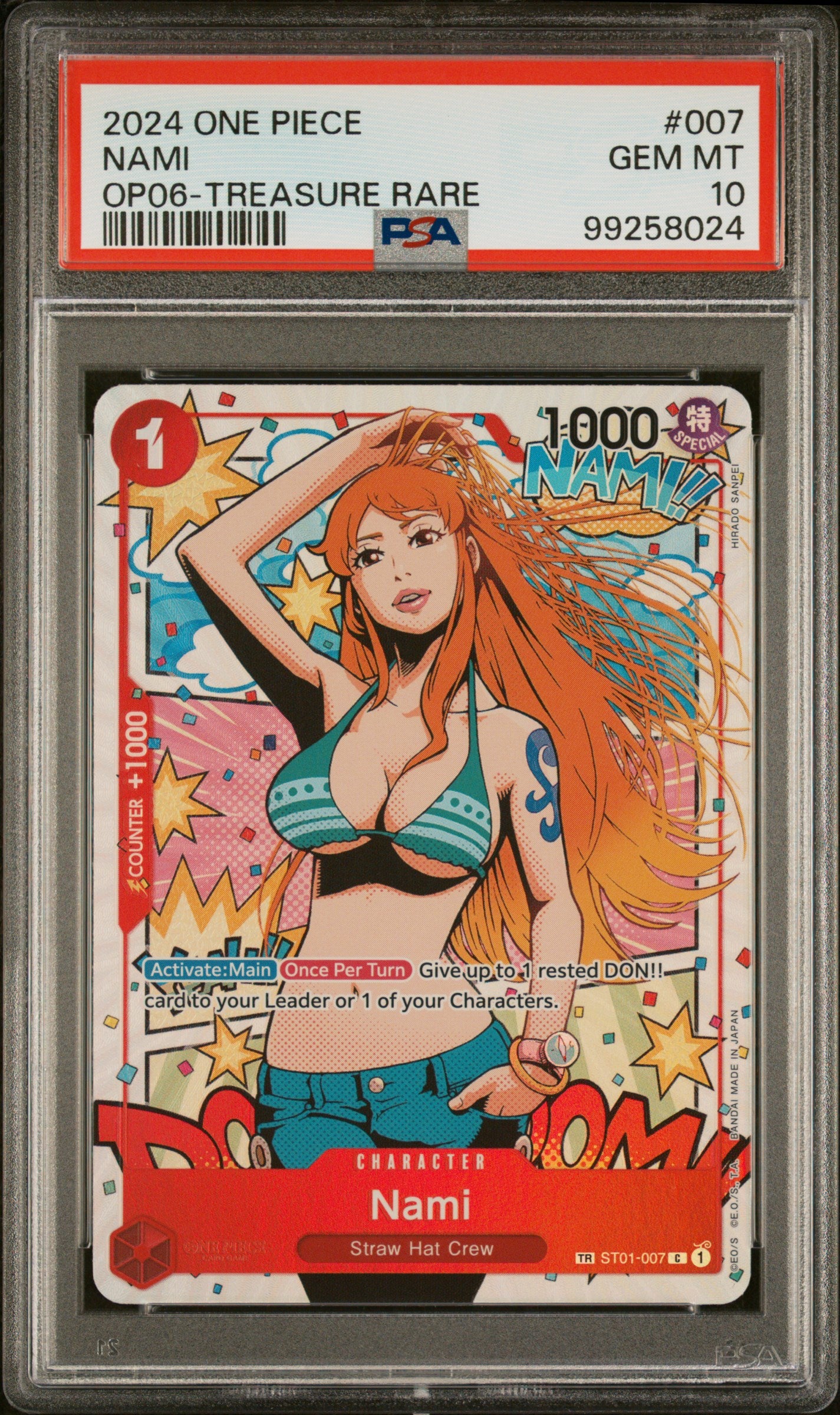Nami Treasure Rare One Piece Op06-Wings Of The Captain 007 NM PSA 10