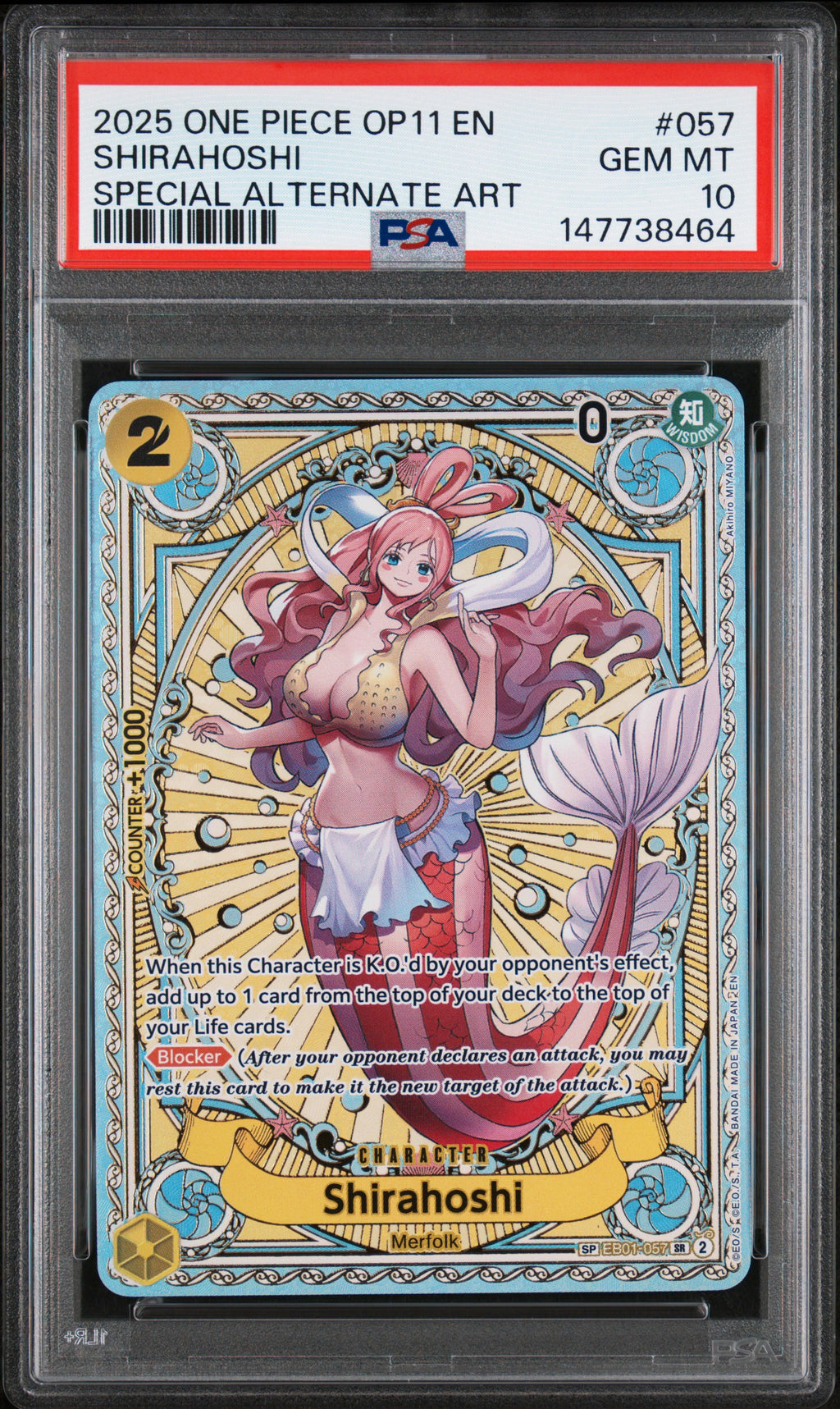 Shirahoshi Special Alternate Art One Piece Op11 057 NM PSA 10