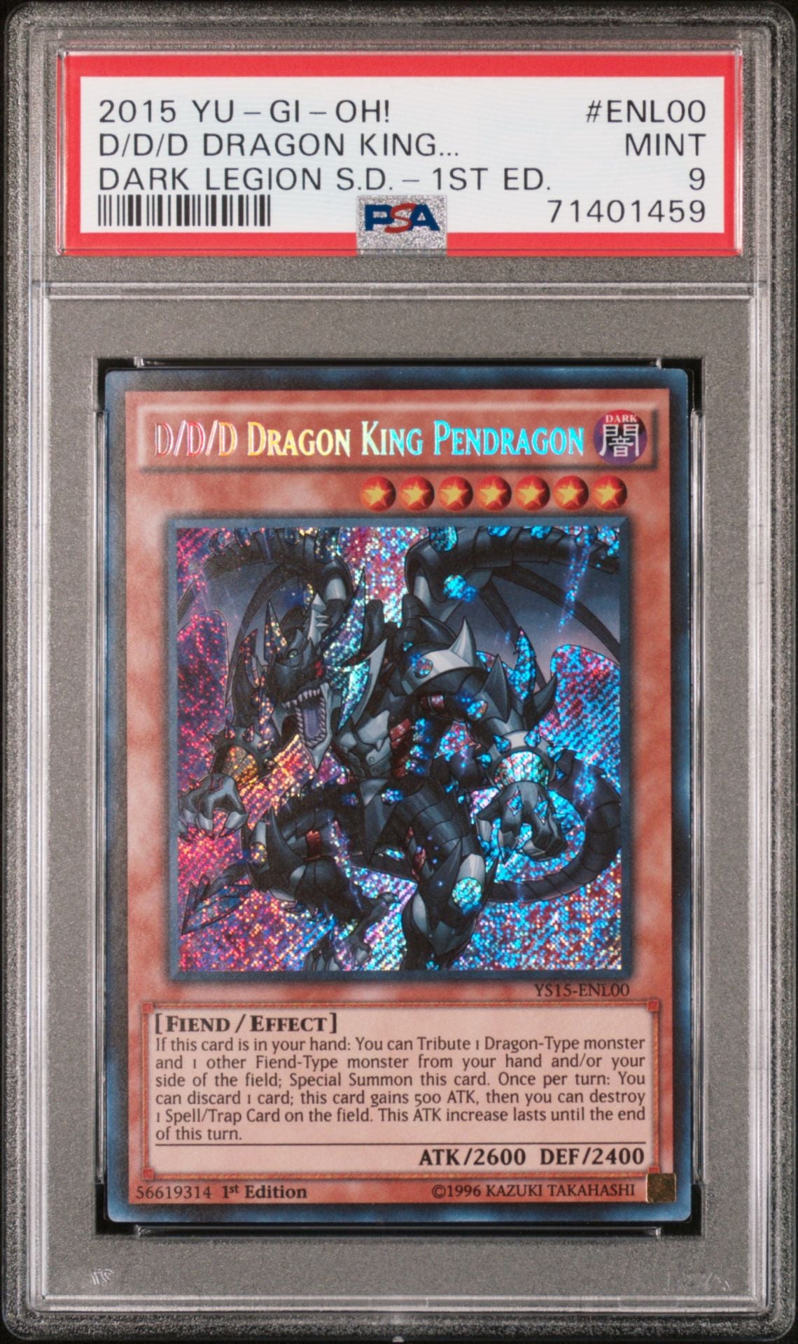 D/D/D DRAGON KING... DARK LEGION S.D.-1ST ED. 2015 YU-GI-OH! DARK LEGION STARTER DECK PSA MINT 9