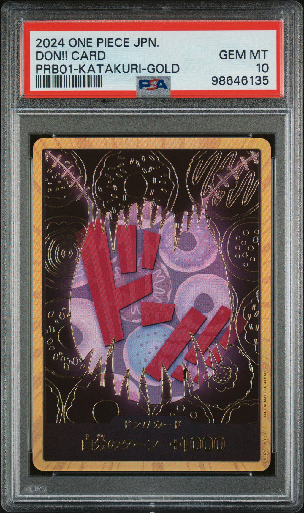 Don!! Card Katakuri-Gold One Piece JP Prb01-Premium Booster -One Piece Card PSA 10