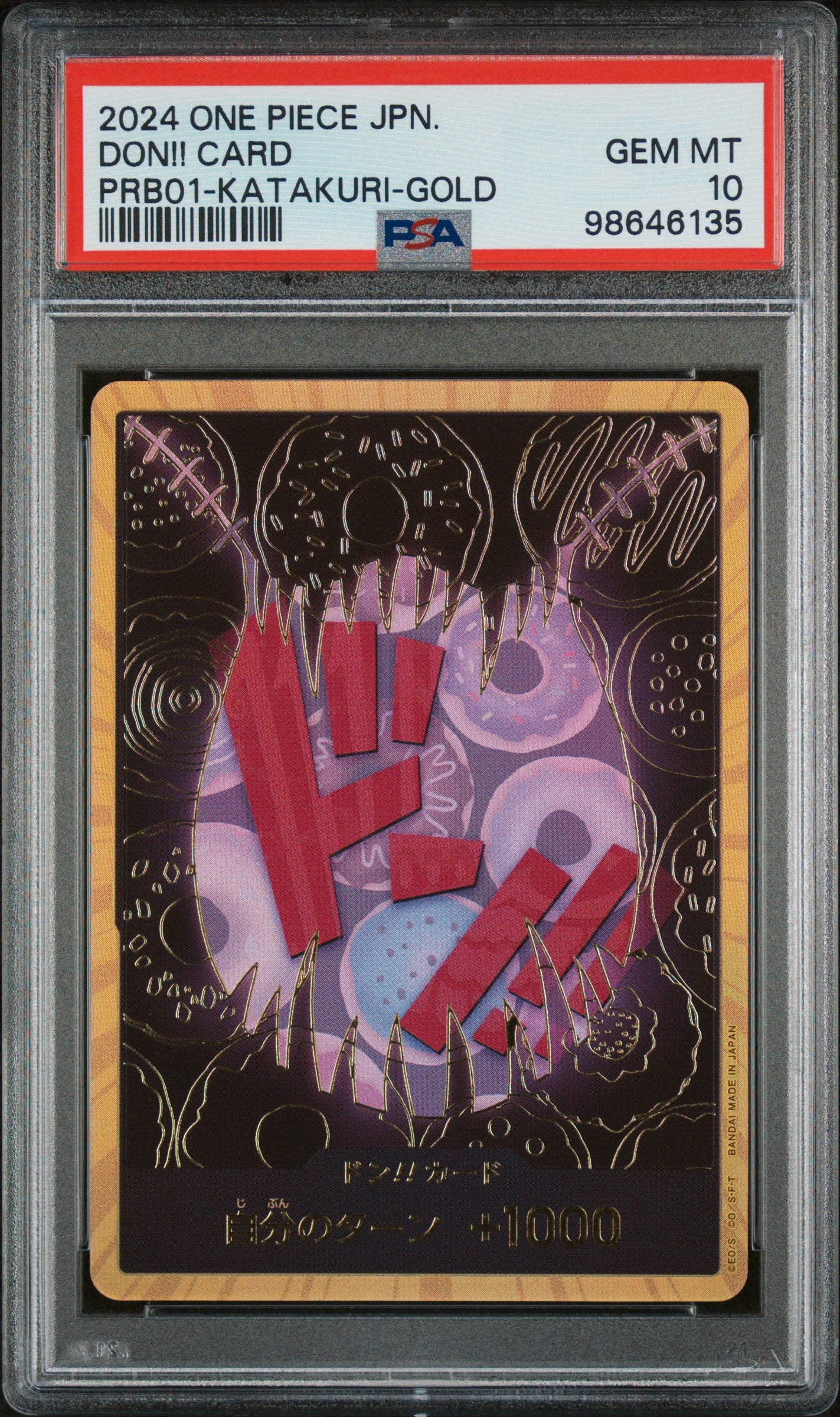 Don!! Card Katakuri-Gold One Piece JP Prb01-Premium Booster -One Piece Card PSA 10