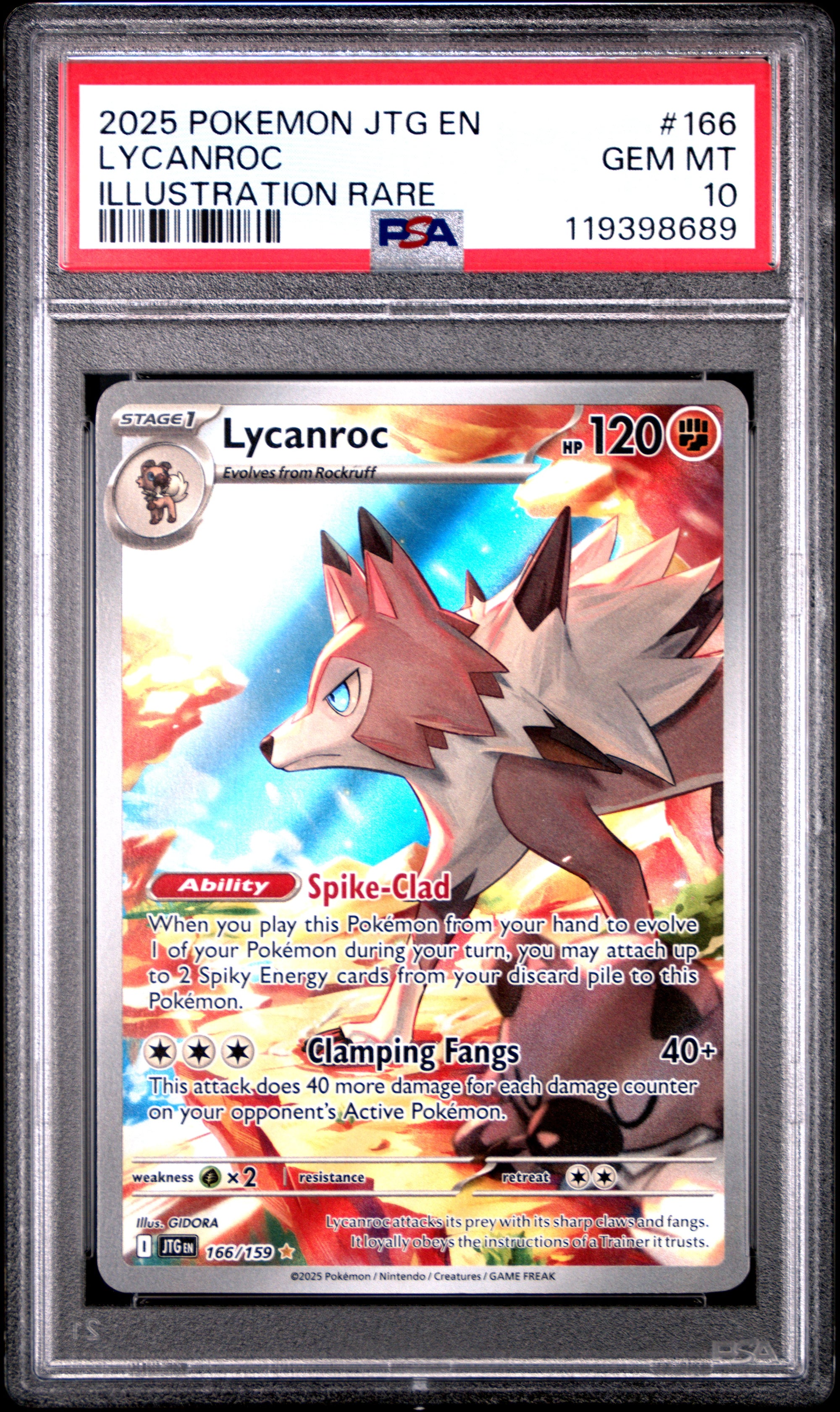 Lycanroc Illustration Rare Pokemon Jtg En-Journey Together 166 NM PSA 10