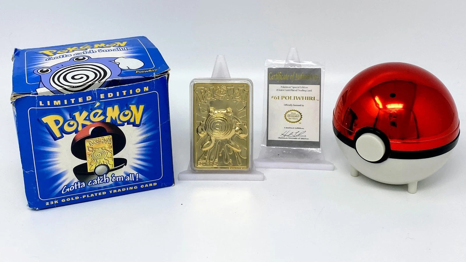 Pokémon 23K Gold-Plated Limited Edition Trading Card Poliwhirl Box