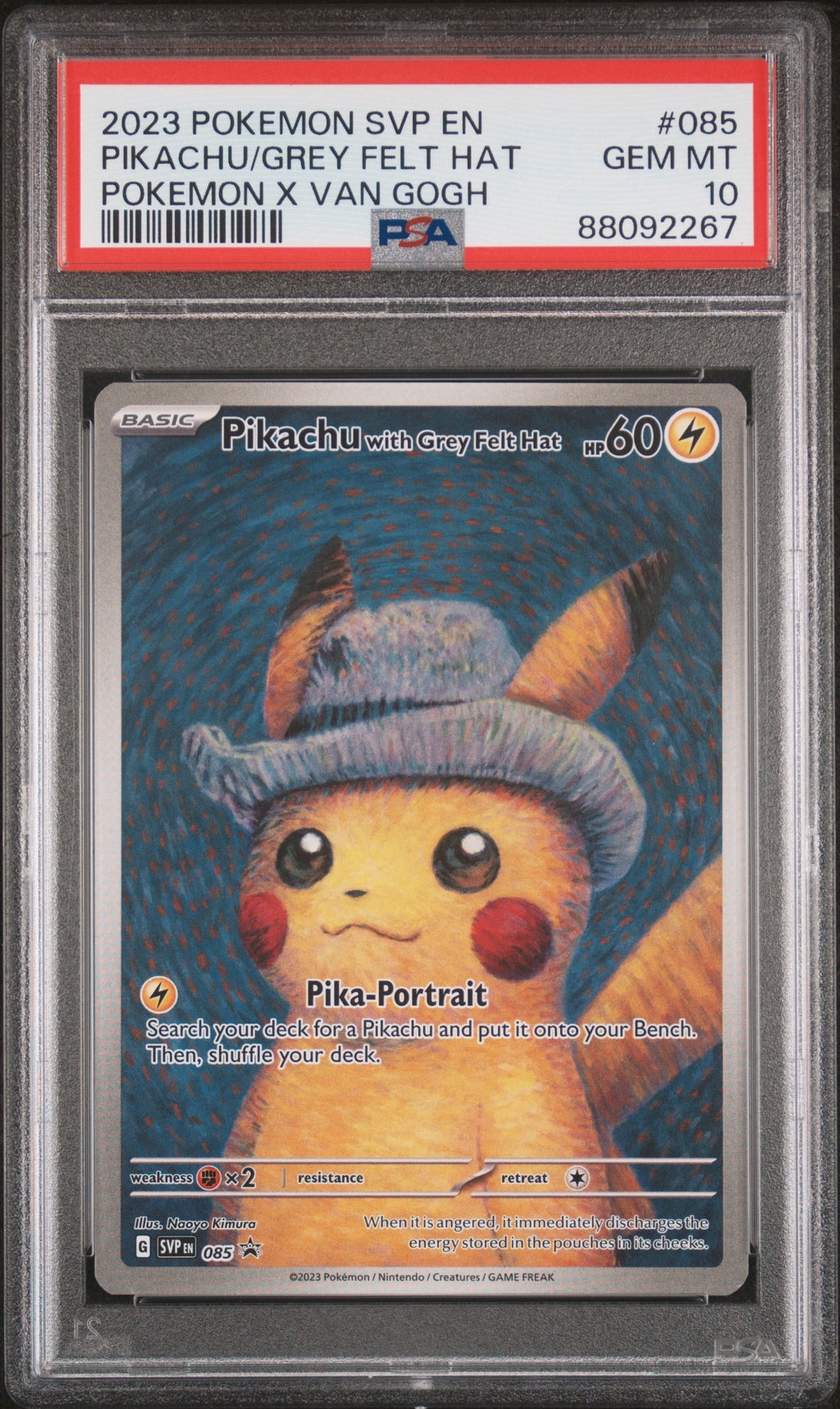 Pikachu/Grey Felt Hat Pokemon X Van Gogh Pokemon Svp En-Sv 085  PSA 10