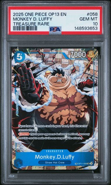 Monkey D. Luffy #058 Treasure Rare, 2025 PSA 10