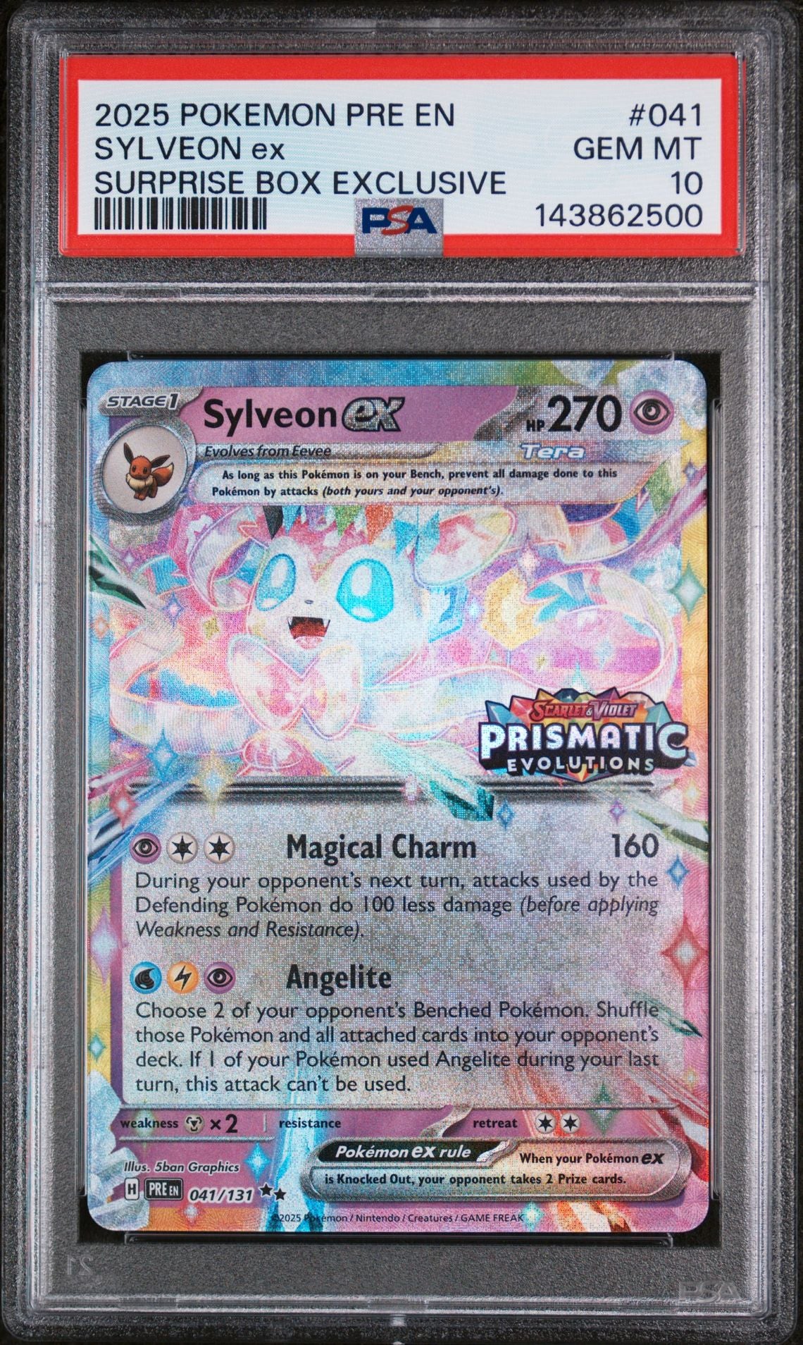 SYLVEON ex SURPRISE BOX EXCLUSIVE 2025 POKEMON PRE EN-PRISMATIC EVOLUTIONS PSA GEM MT 10