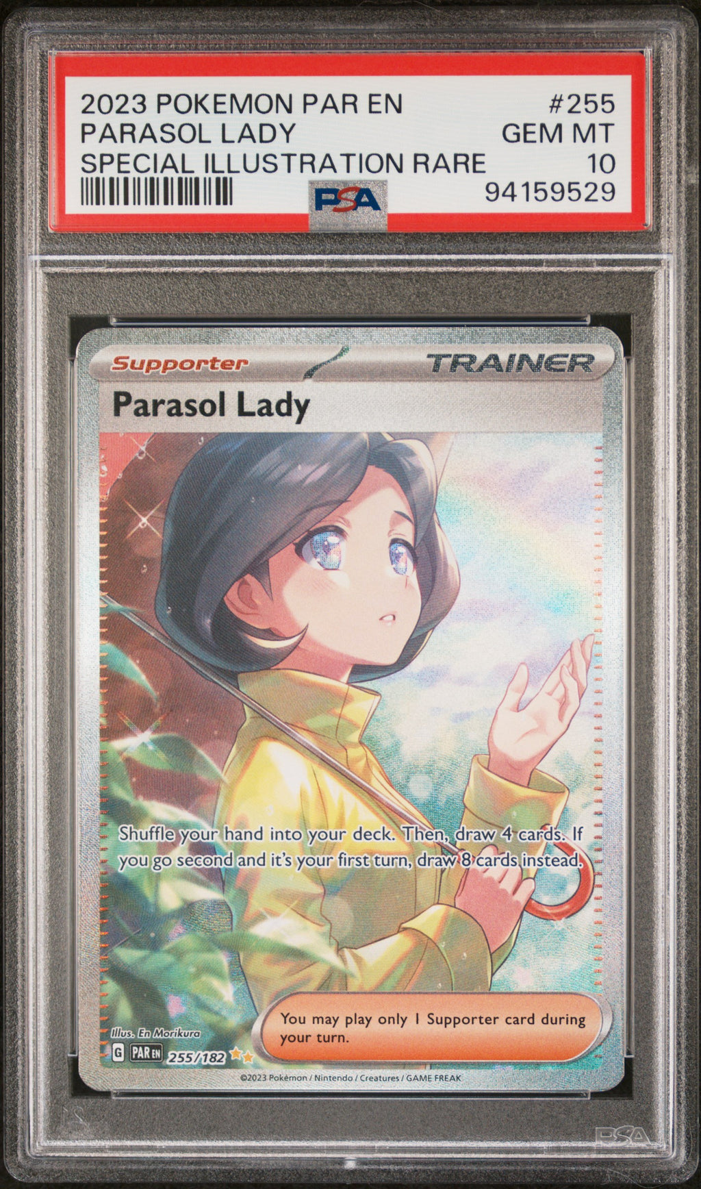 Parasol Lady Special Illustration Rare Pokemon Par En-Paradox Rift 255 NM PSA 10