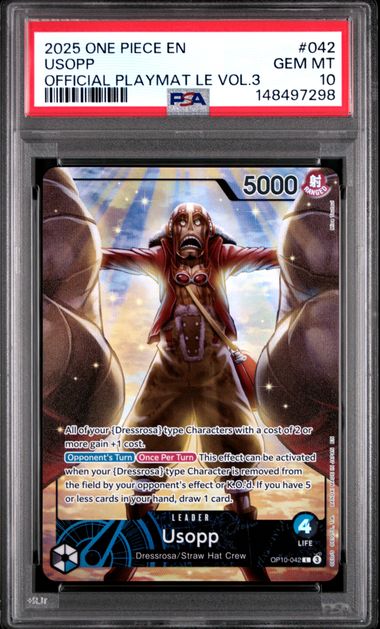 Usopp #042 One Piece Promo 2025 Official Playmat Limited Edition Voll. 3 PSA 10