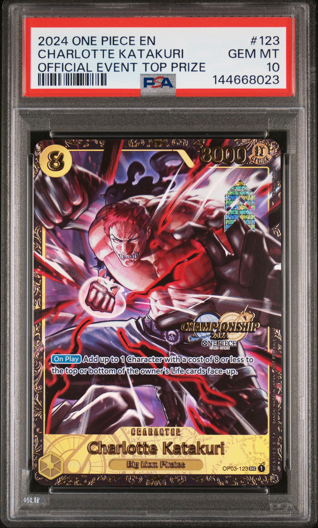 Charlotte Katakuri Official Event Top Prize One Piece Promos 123 NM PSA 10