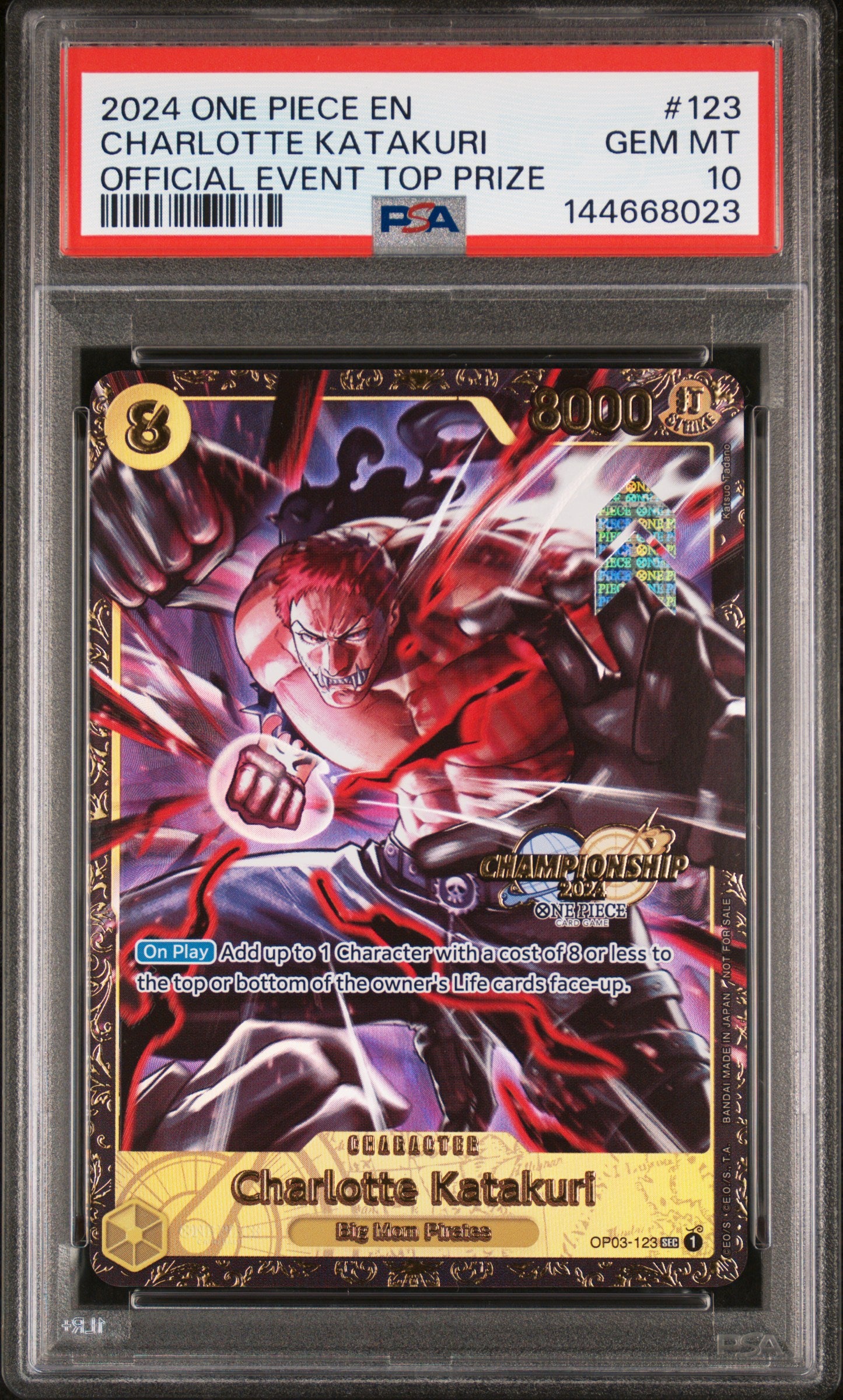 Charlotte Katakuri Official Event Top Prize One Piece Promos 123 NM PSA 10