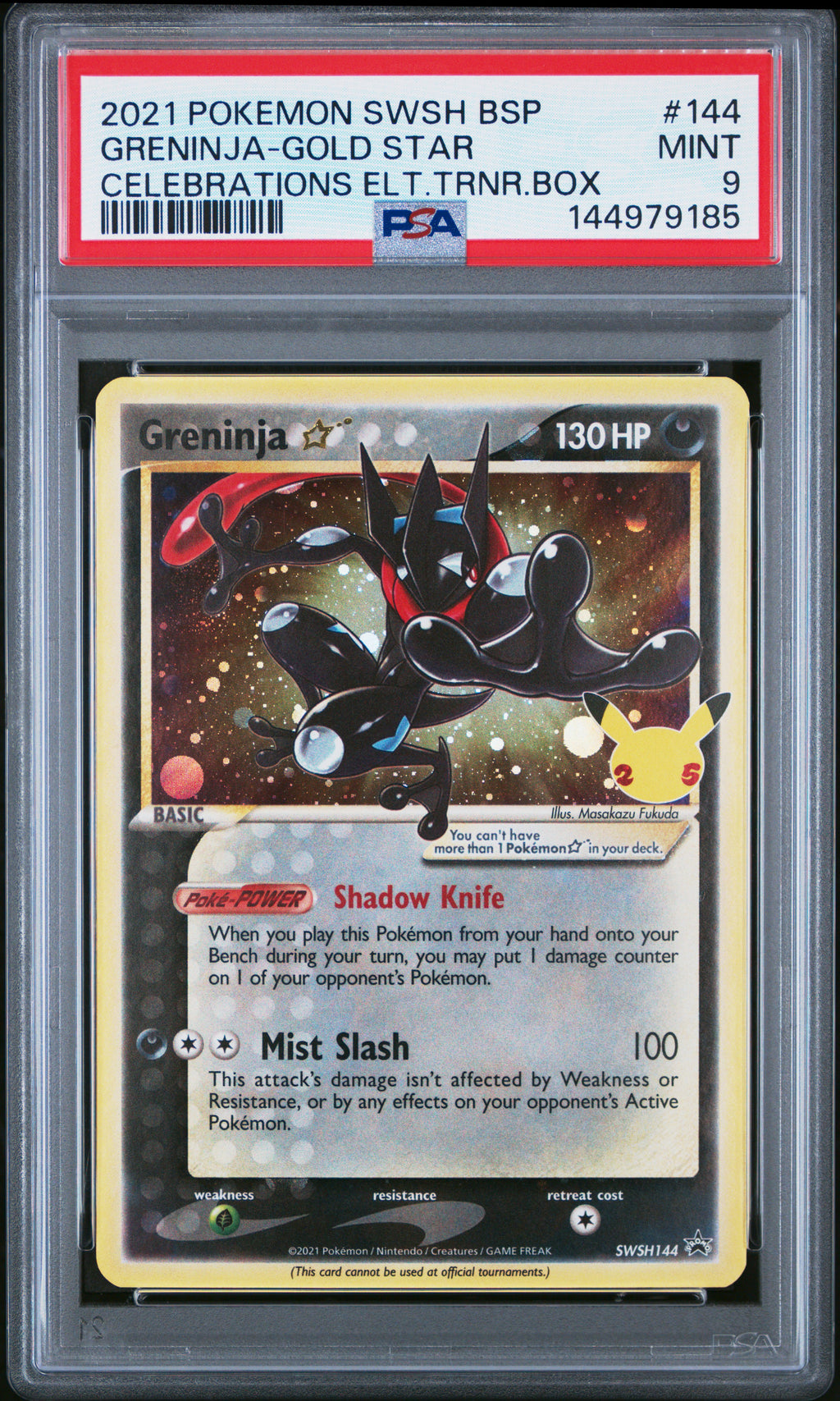 Greninja-Gold Star Celebrations Elt.Trnr.Box Pokemon 144 PSA 9