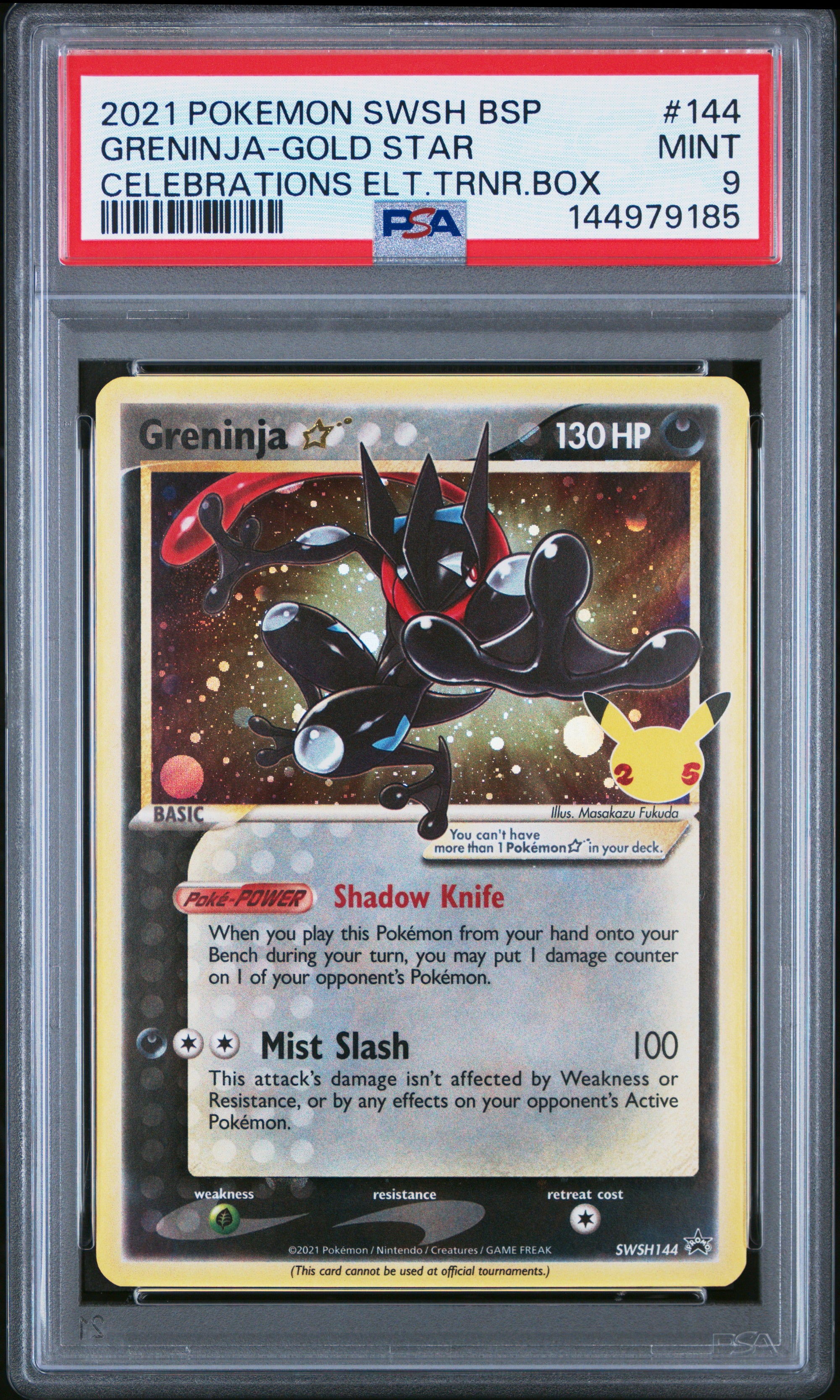 Greninja-Gold Star Celebrations Elt.Trnr.Box Pokemon 144 PSA 9