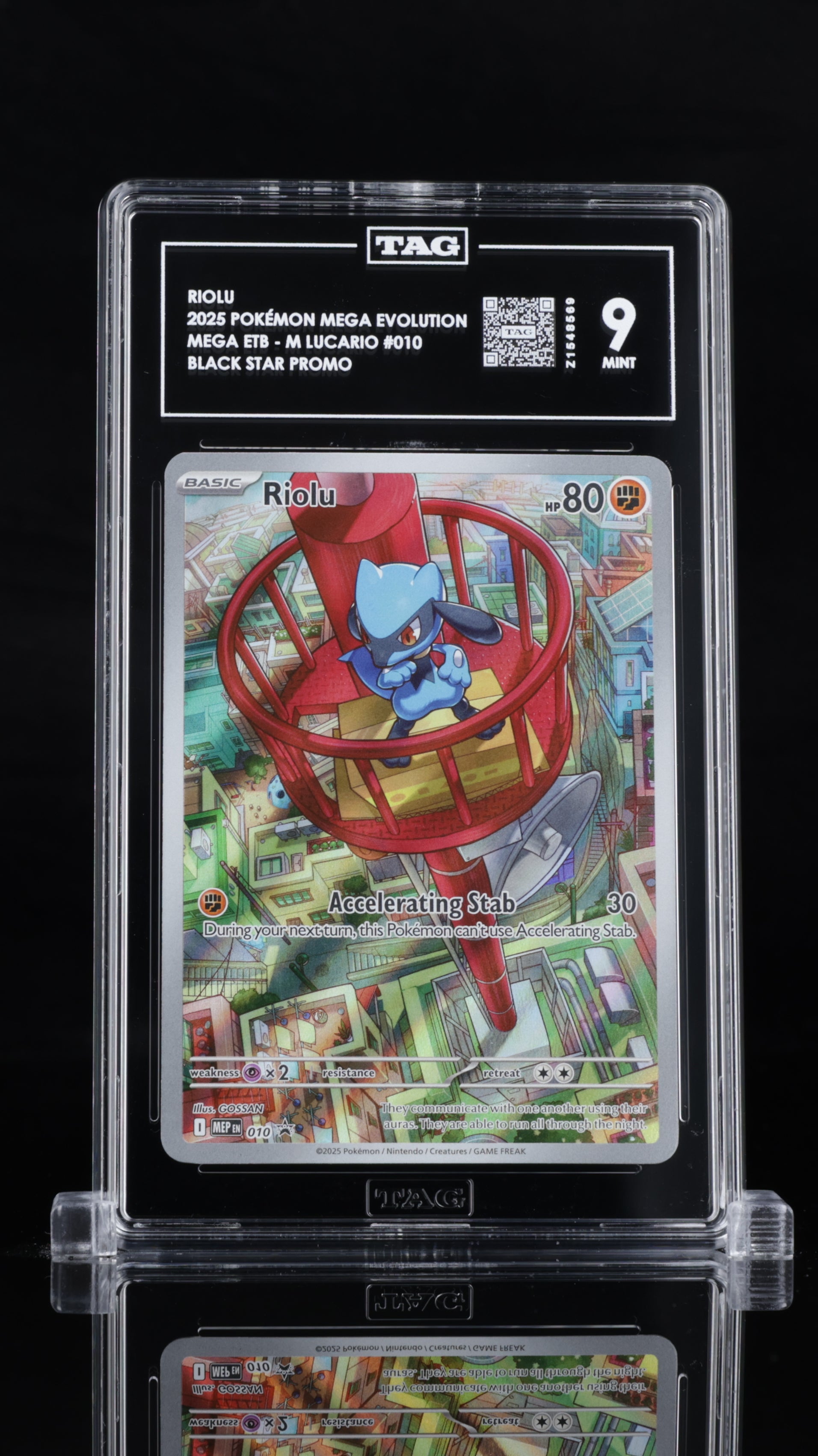 Riolu Holo 2025 Pokémon Mega Evolution Black Star Promos TAG 9 MINT
