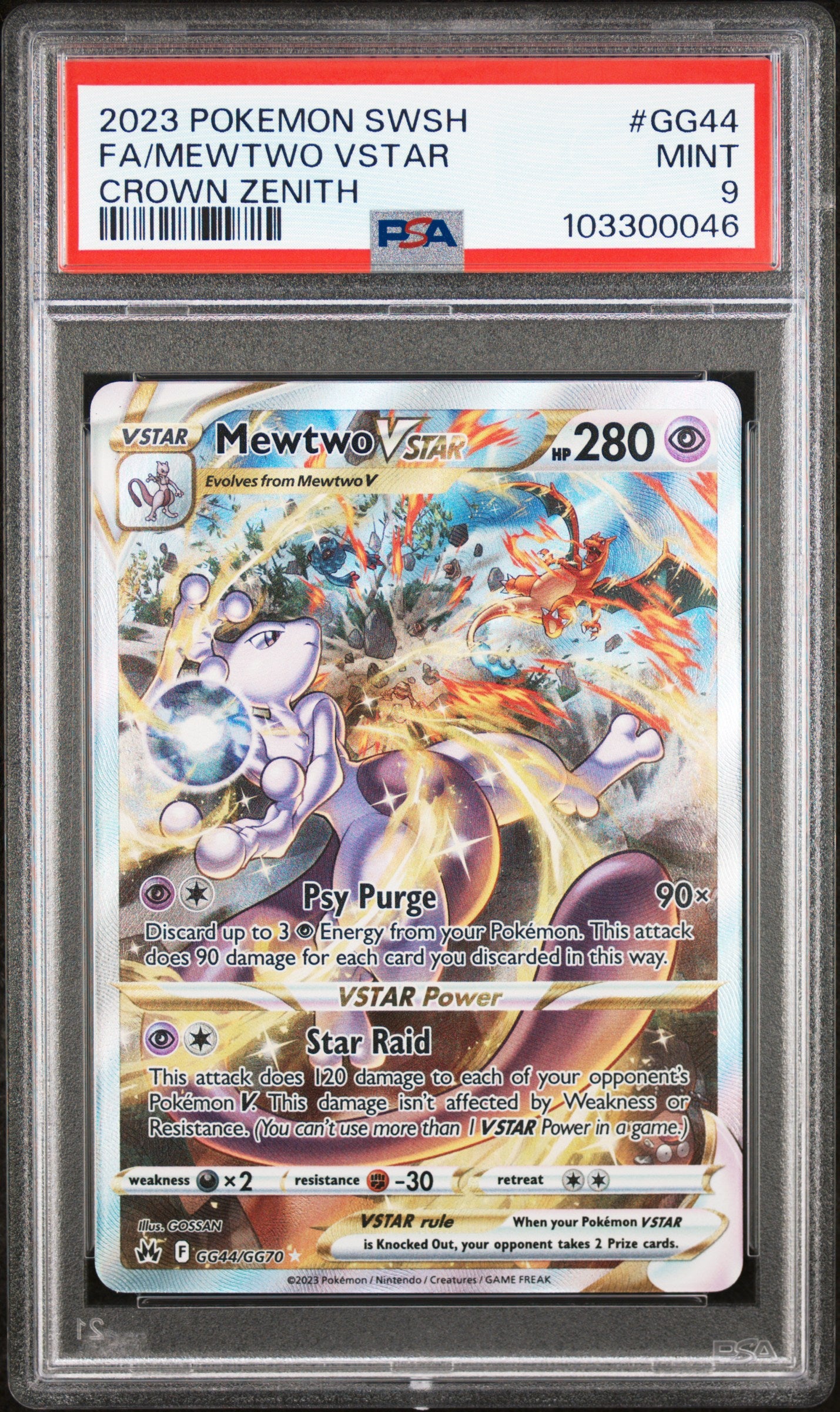 Fa/Mewtwo Vstar Crown Zenith Pokemon Sword And Shield Crown Zenith GG44 NM PSA 9