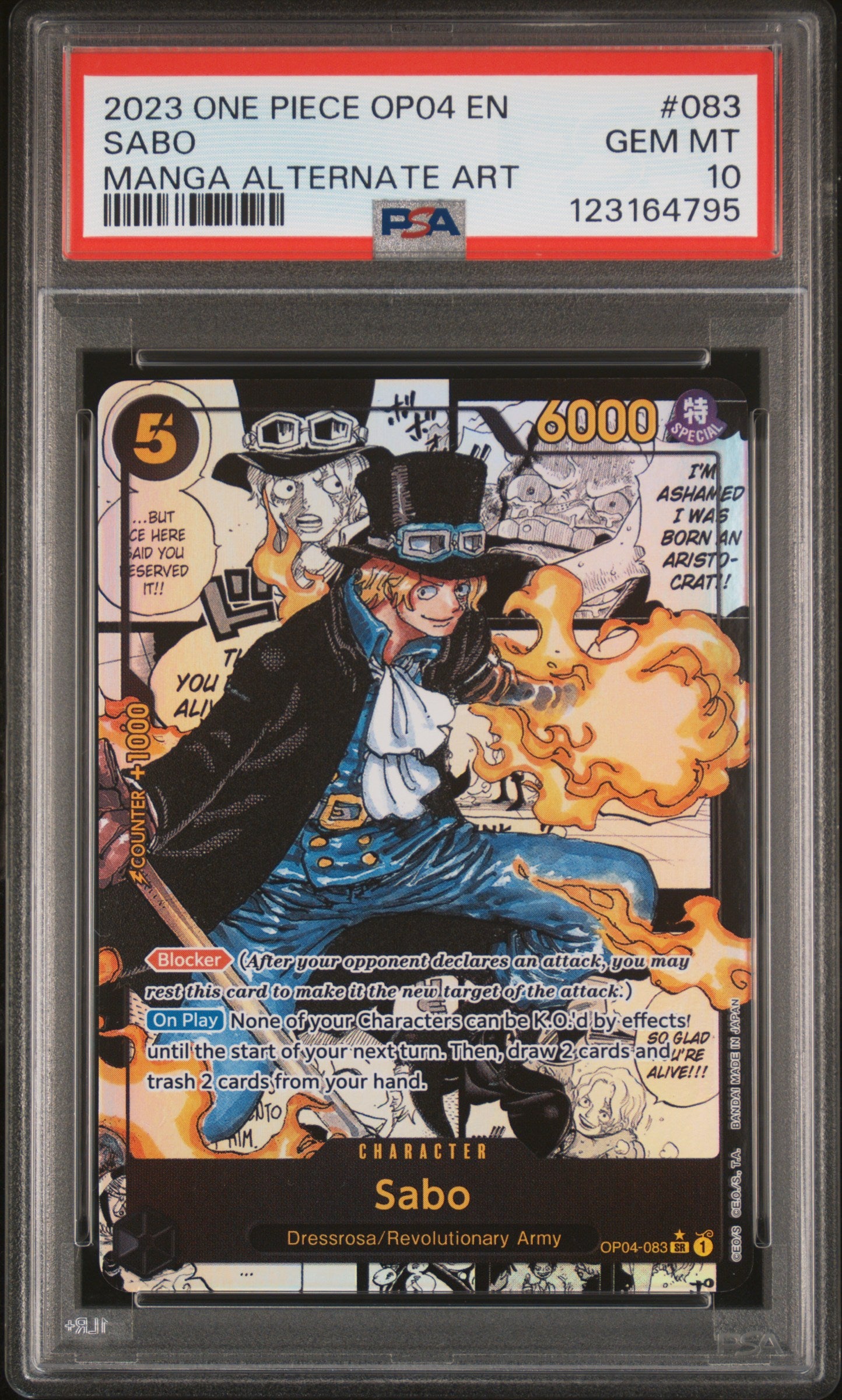 Sabo Manga Alternate Art One Piece Op04-Kingdoms Of Intrigue 083 NM PSA 10