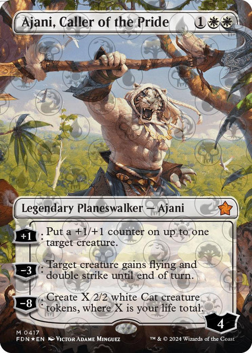 Ajani, Caller of the Pride (Borderless) (Mana Foil) - Foundations (FDN)