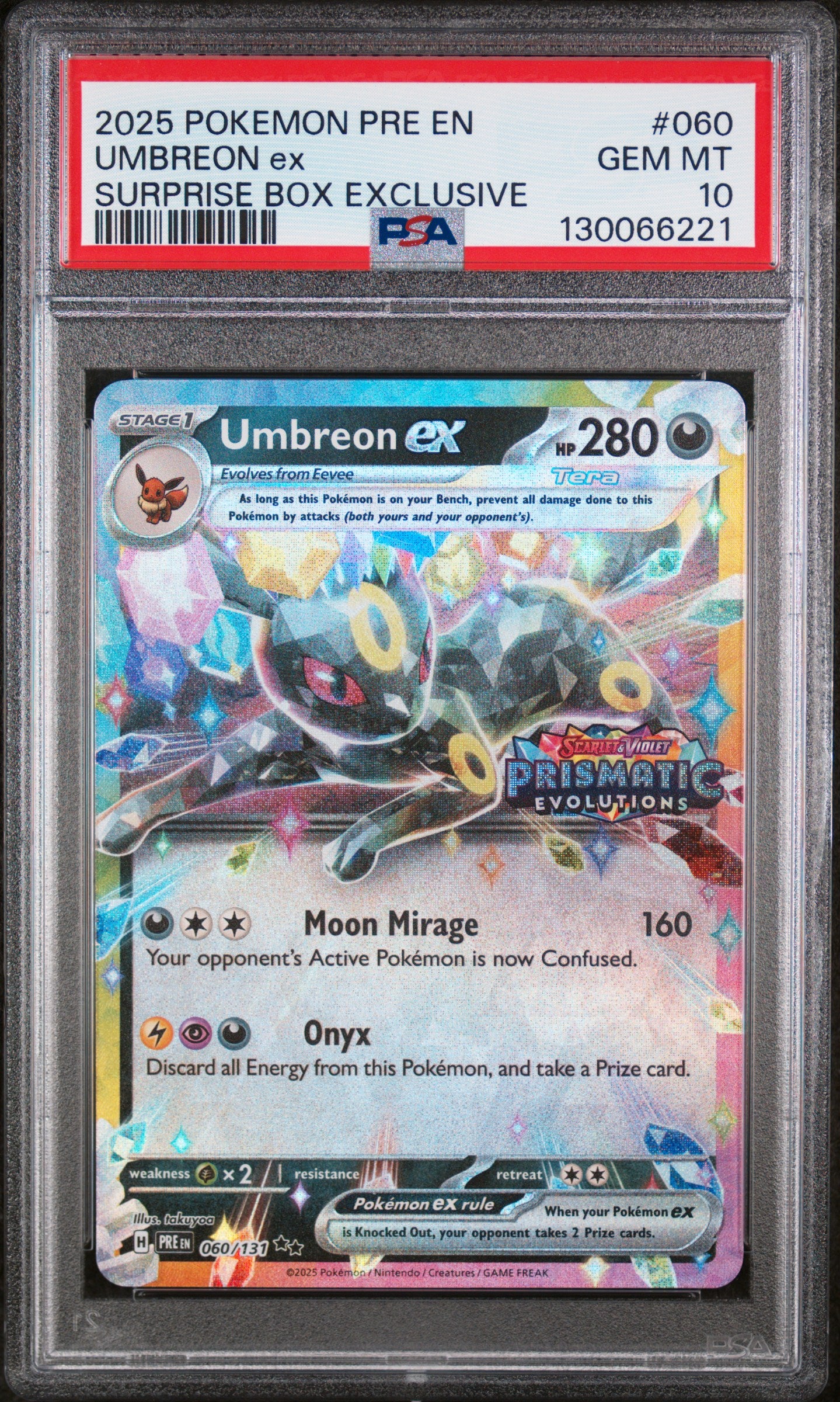 Umbreon Ex Surprise Box Exclusive Pokemon Pre En-Prismatic Evolutions 060 NM PSA