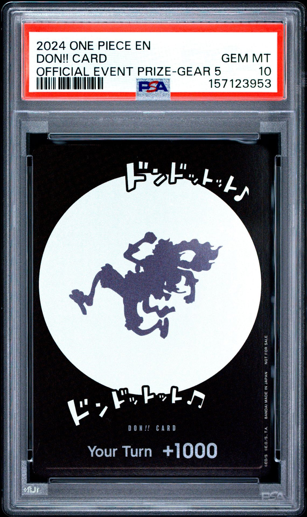 DON!! CARD OFFICIAL EVENT PRIZE-GEAR 5 2024 ONE PIECE PROMOS PSA GEM MT 10