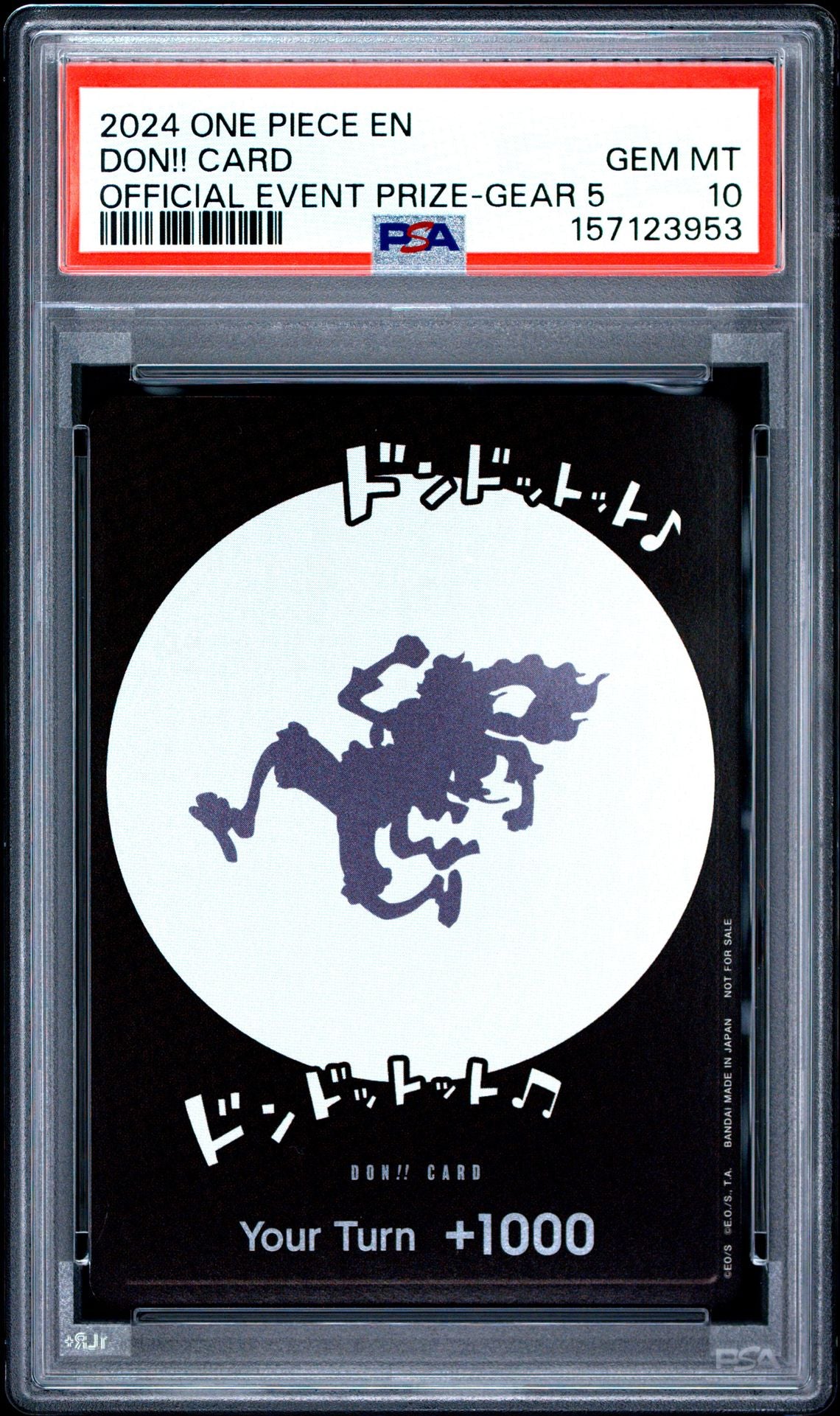 DON!! CARD OFFICIAL EVENT PRIZE-GEAR 5 2024 ONE PIECE PROMOS PSA GEM MT 10