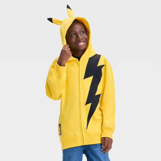 Boys' Pokemon Pikachu Character Hooded Sweatshirt - Yellow XL