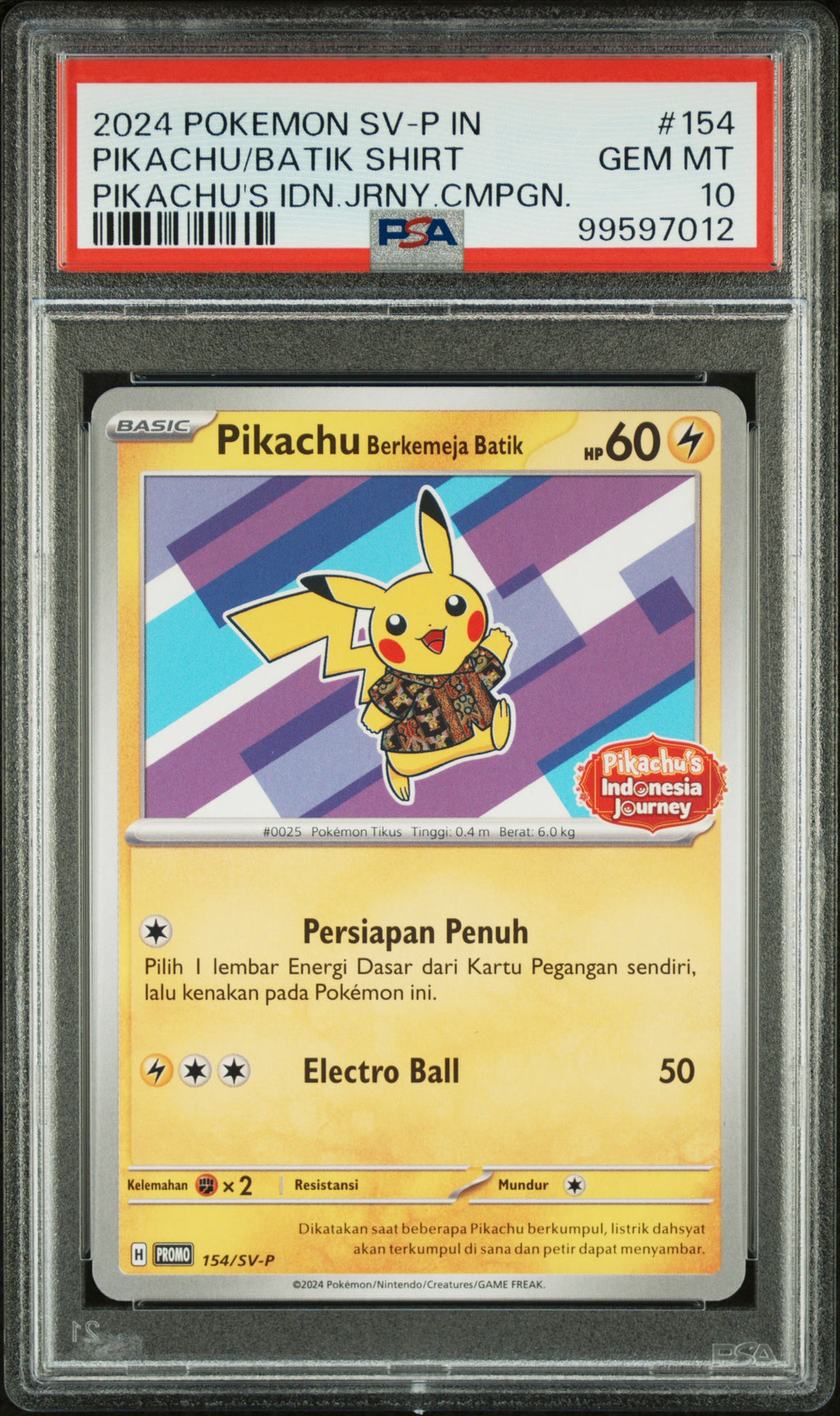Pikachu/Batik Shirt Pikachu'S Idn.Jrny.Cmpgn. Indonesian Sv-P Promo 154 PSA 10