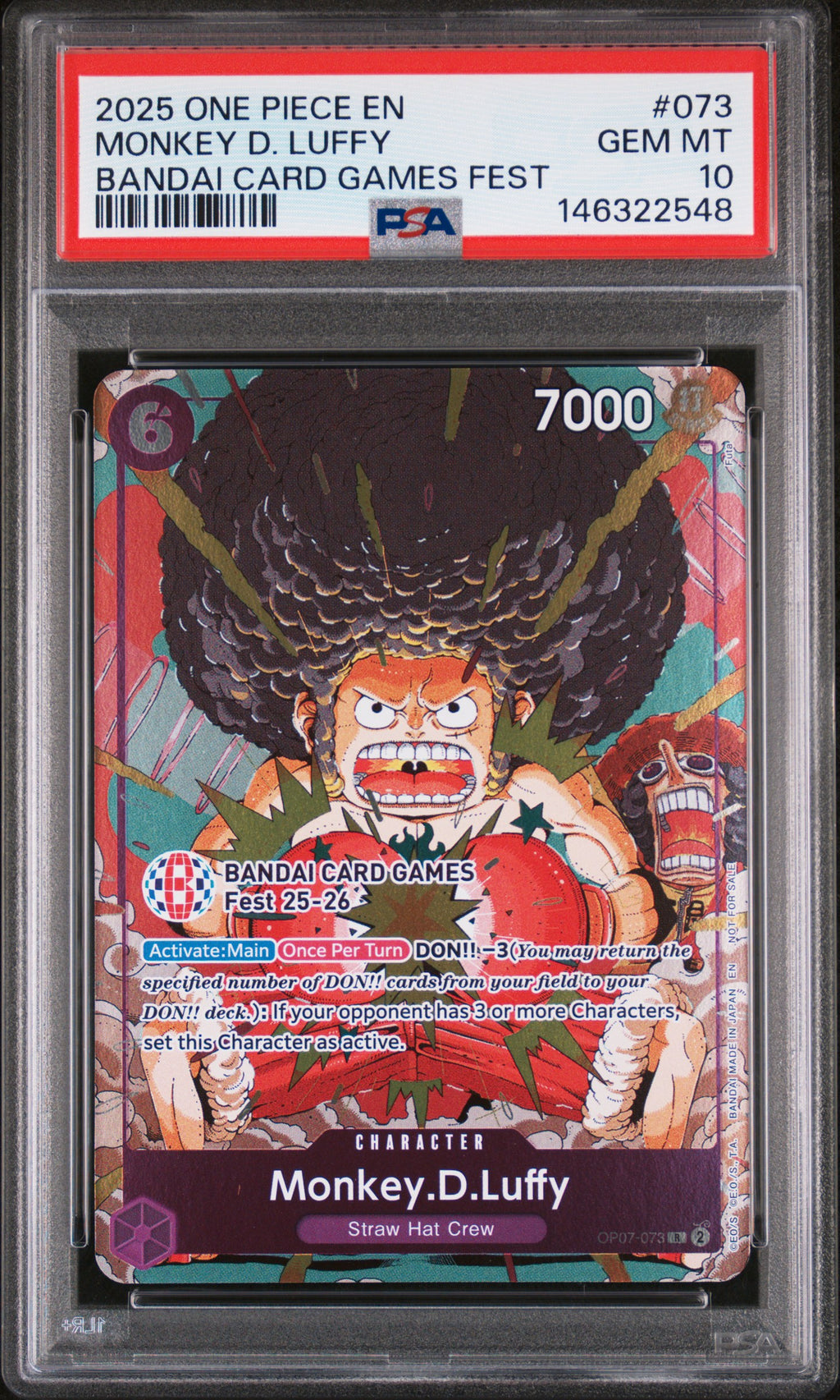 Monkey D. Luffy Bandai Card Games Fest One Piece Promos 073 NM PSA 10