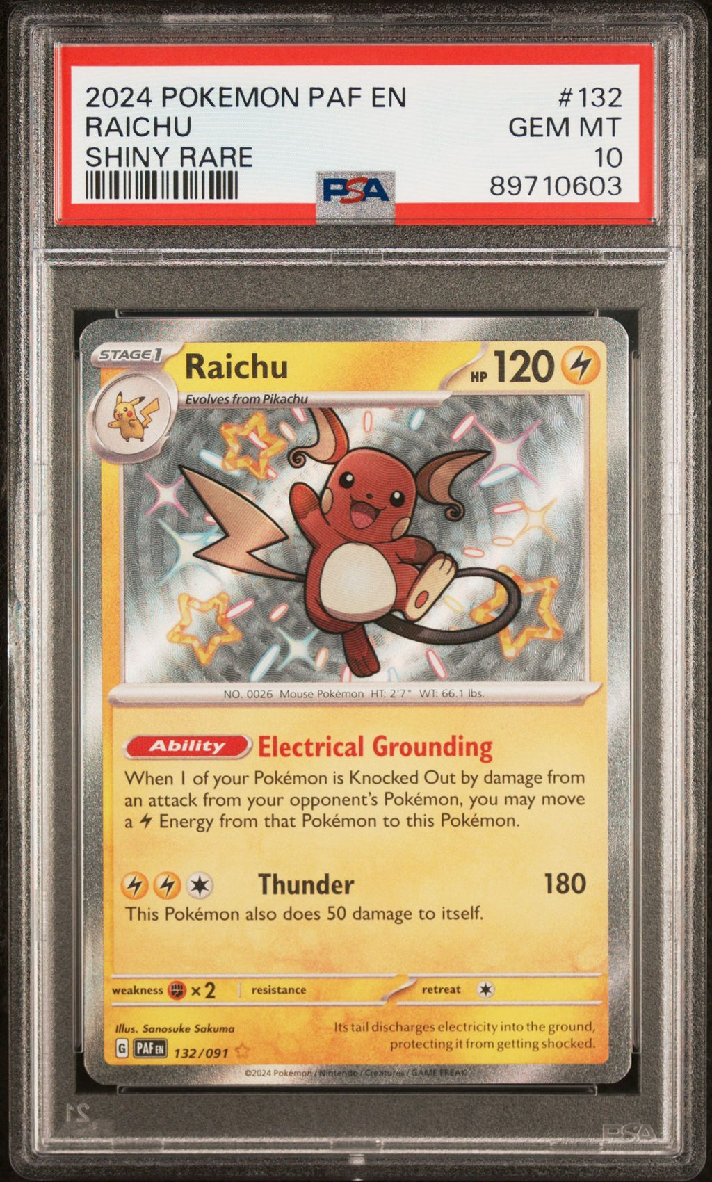 Raichu Shiny Rare 2024 Pokemon PSA 10