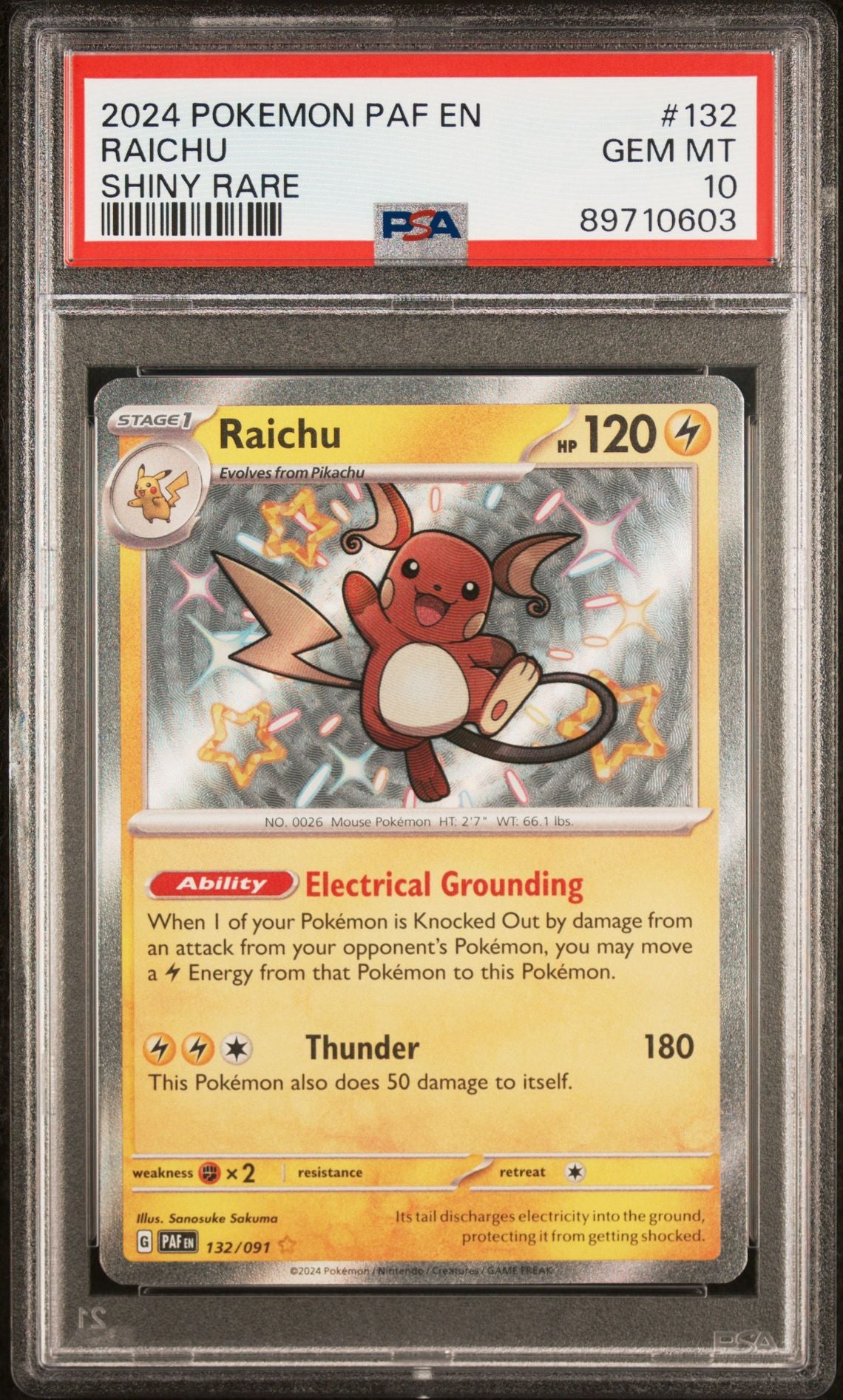 Raichu Shiny Rare 2024 Pokemon PSA 10