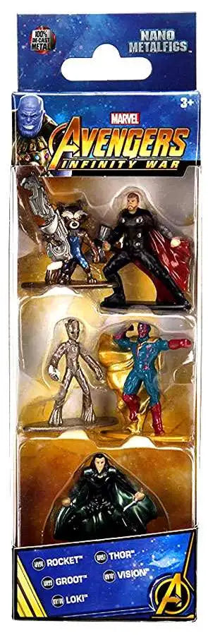 Jada Nano Metalfigs Avengers Infinity War 5-Pack Marvel Thor Rocket Groot Loki